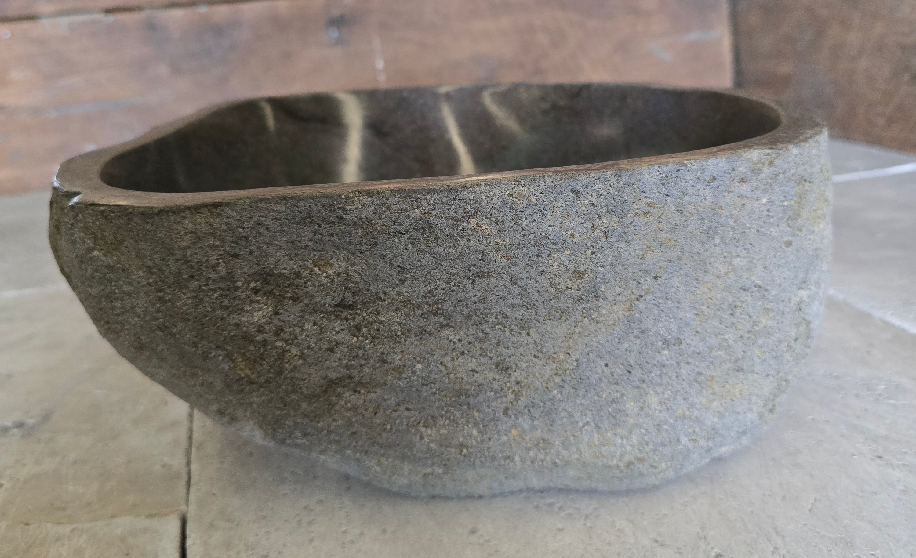 Handmade Natural Oval River Stone  Bathroom Basin  RS 2409053