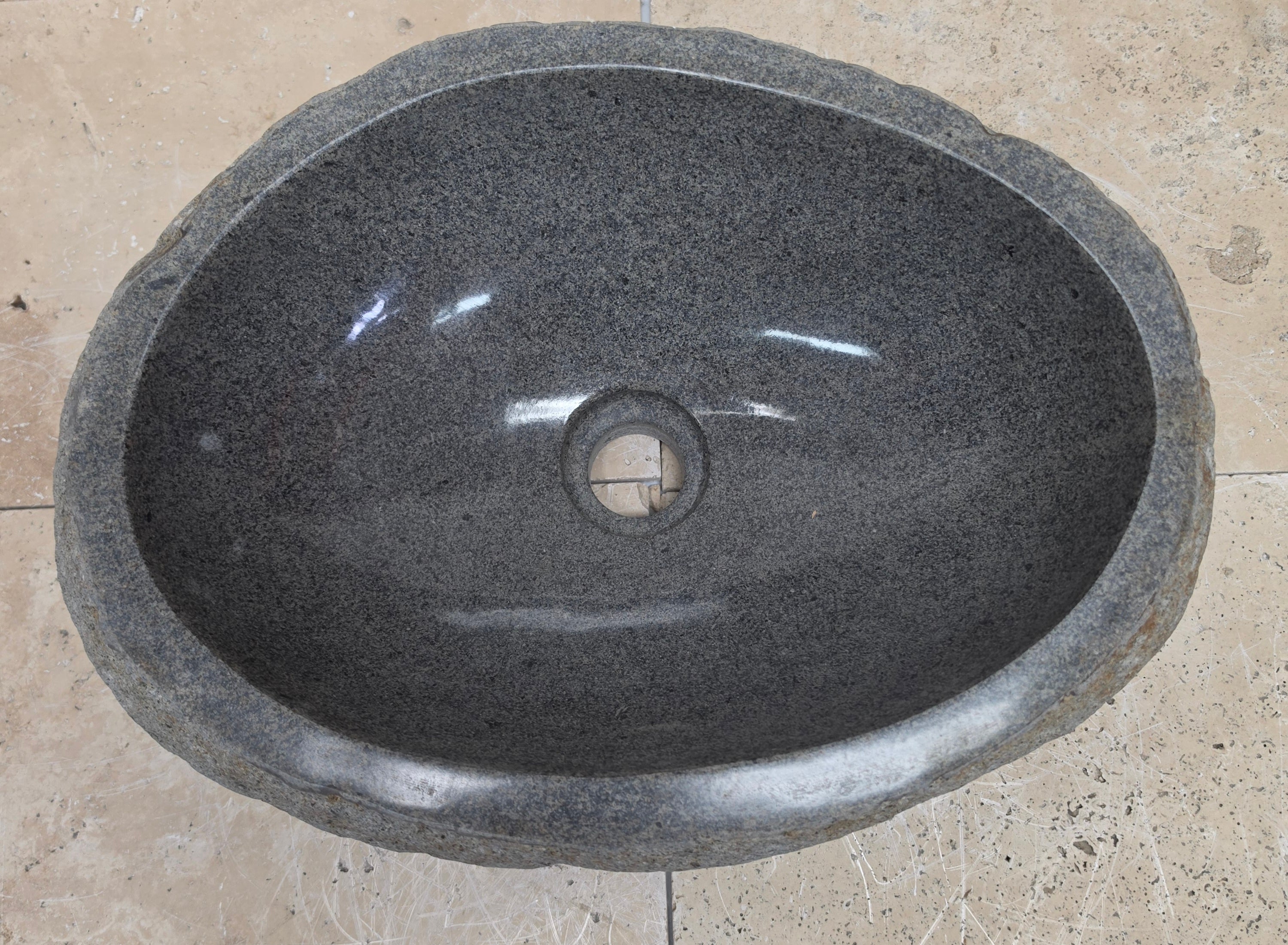 Handmade Natural Oval River Stone  Bathroom Basin  RM 25072003