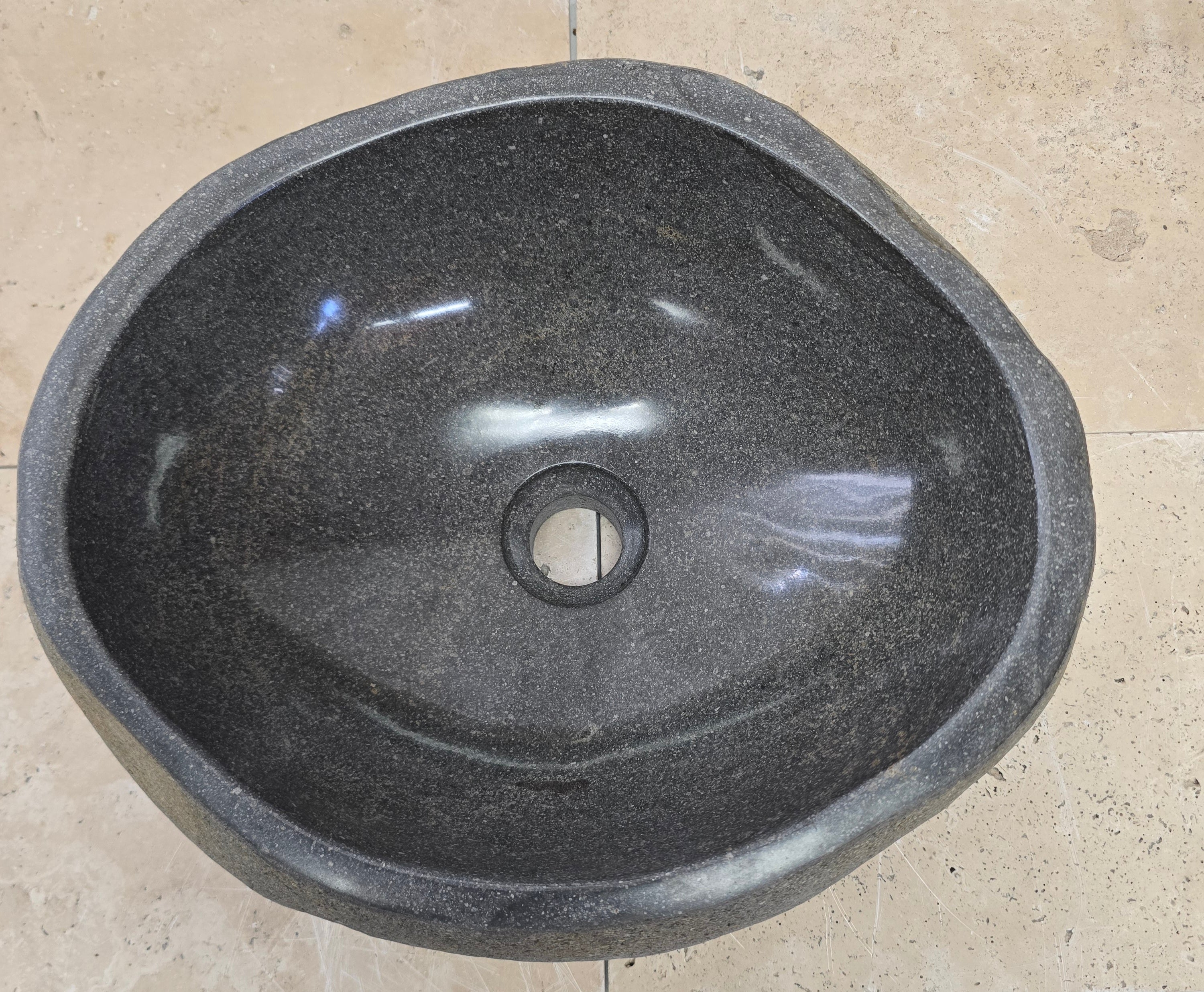 Handmade Natural Oval River Stone  Bathroom Basin  RS 2409017