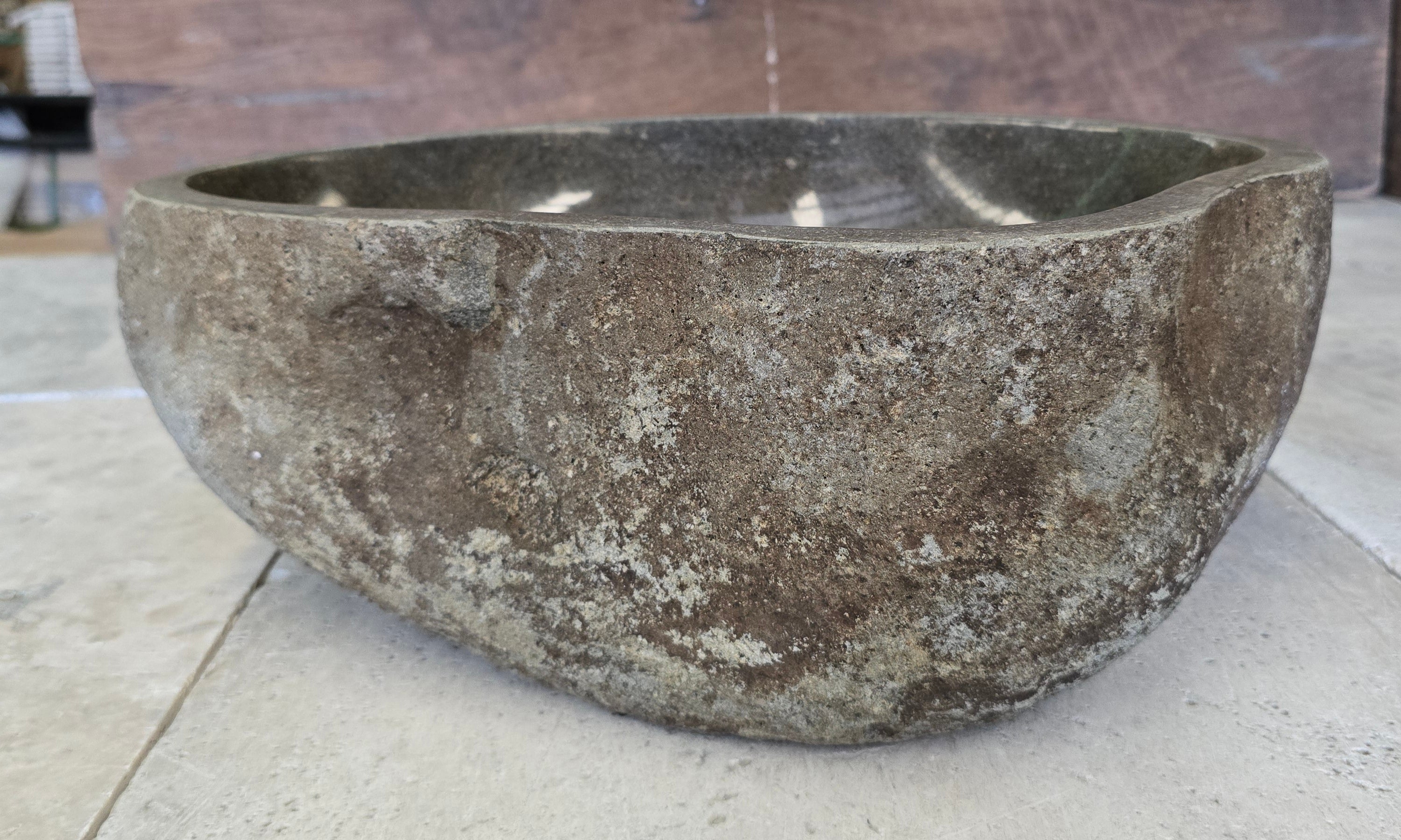 Handmade Natural Oval River Stone  Bathroom Basin  RS 2409074