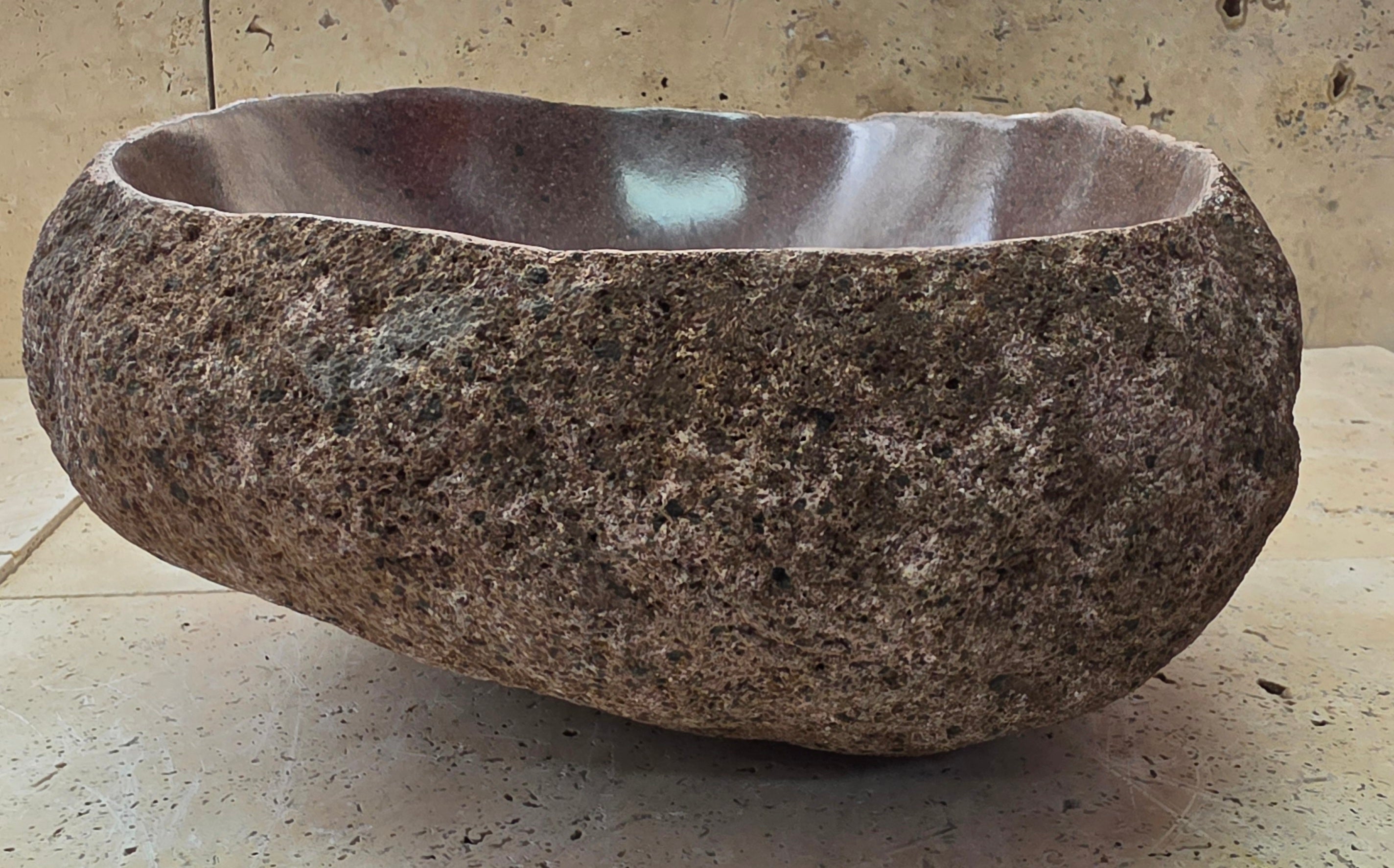 Handmade Natural Oval River Stone  Bathroom Basin  RVS 2409019