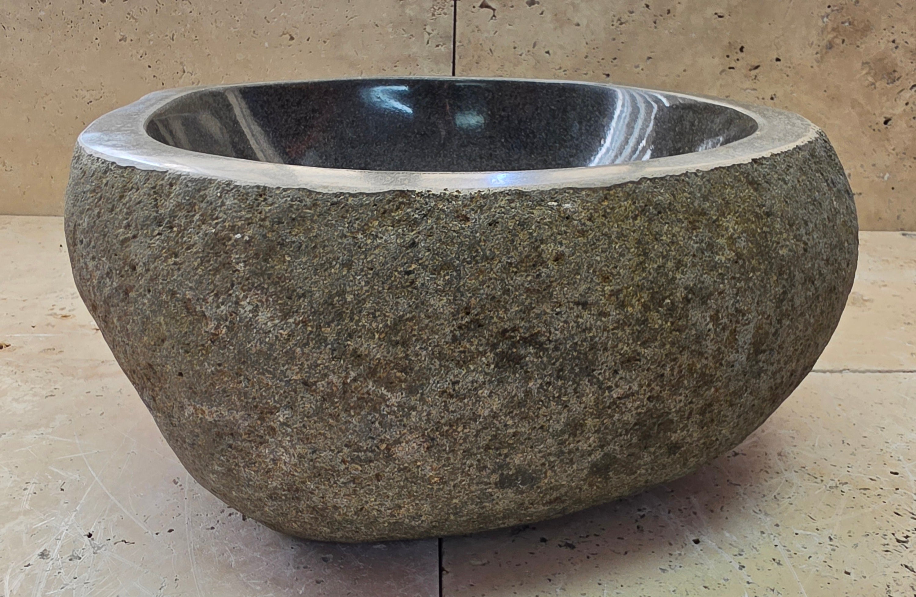 Handmade Natural Oval River Stone  Bathroom Basin  RS 2409136