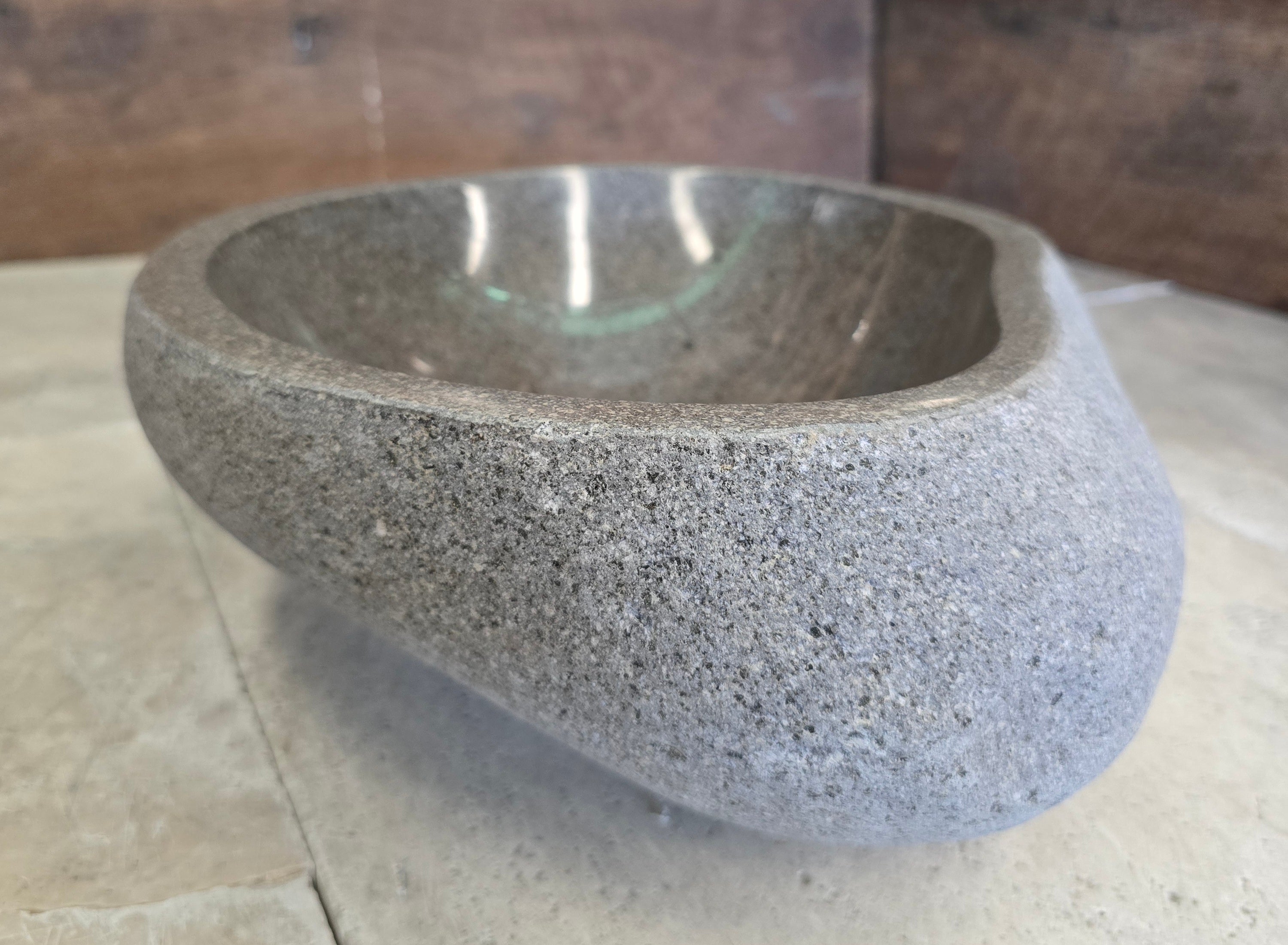 Handmade Natural Oval River Stone  Bathroom Basin  RS 24091062