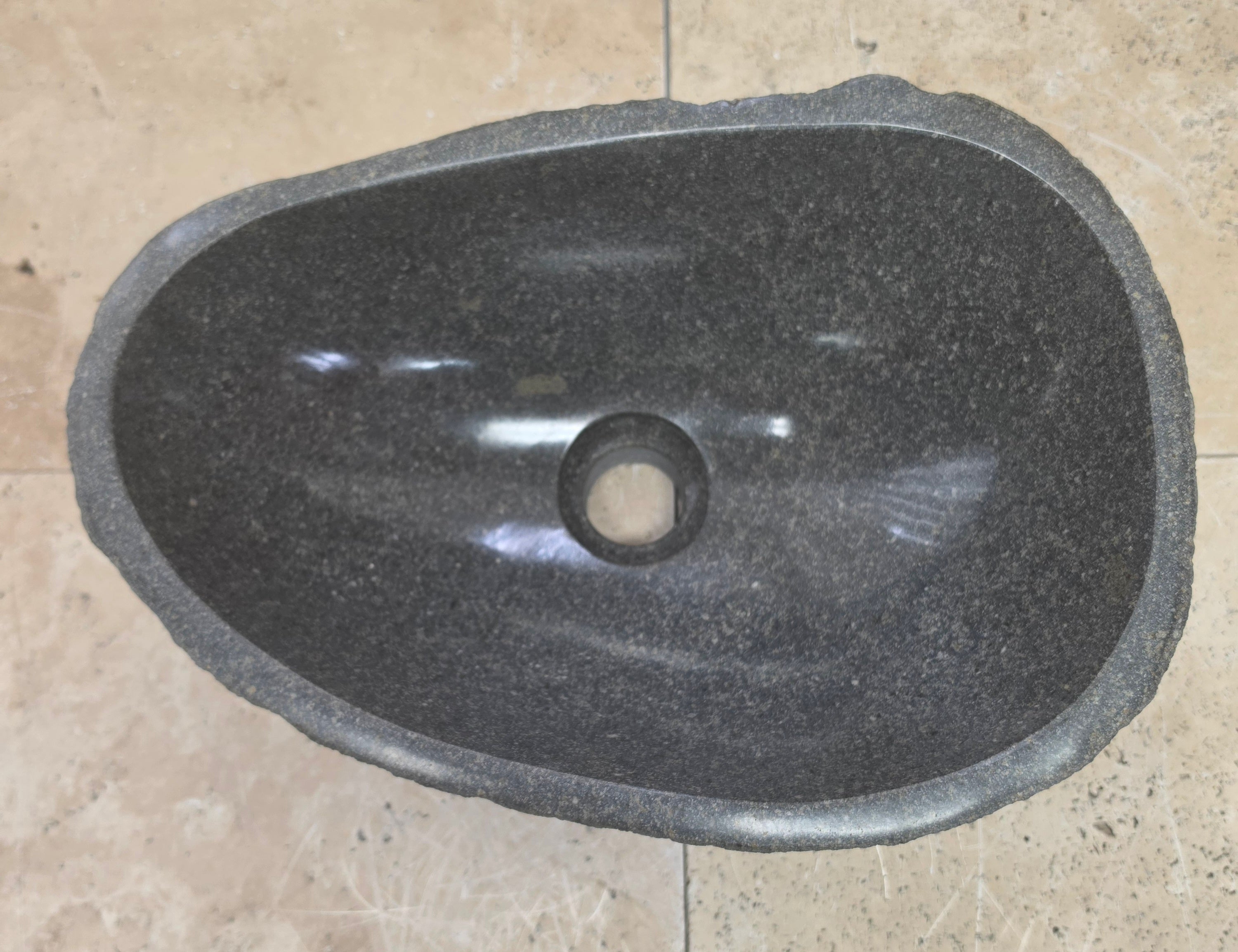 Handmade Natural Oval River Stone  Bathroom Basin  RS 2409127