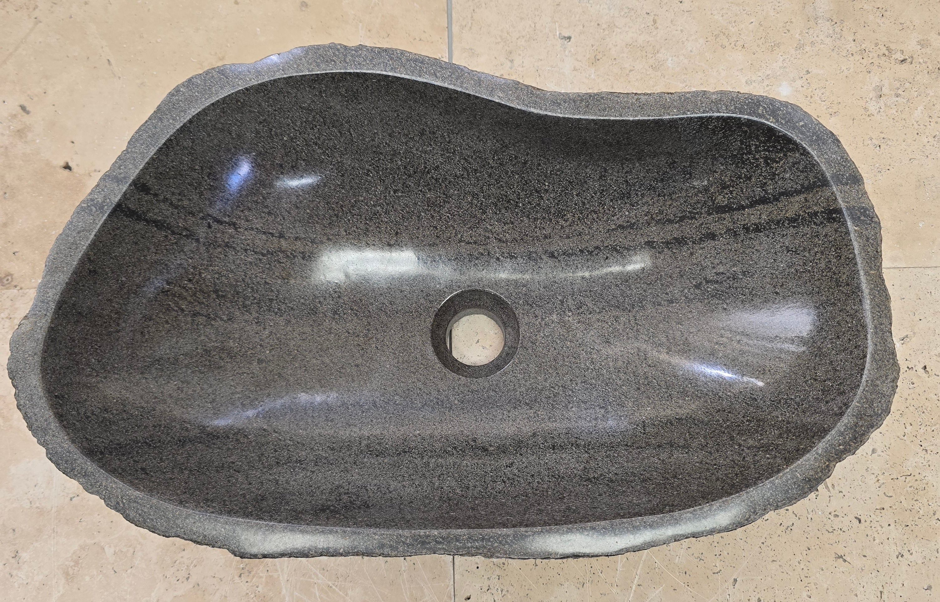 Handmade Natural Oval River Stone  Bathroom Basin  RL 240957