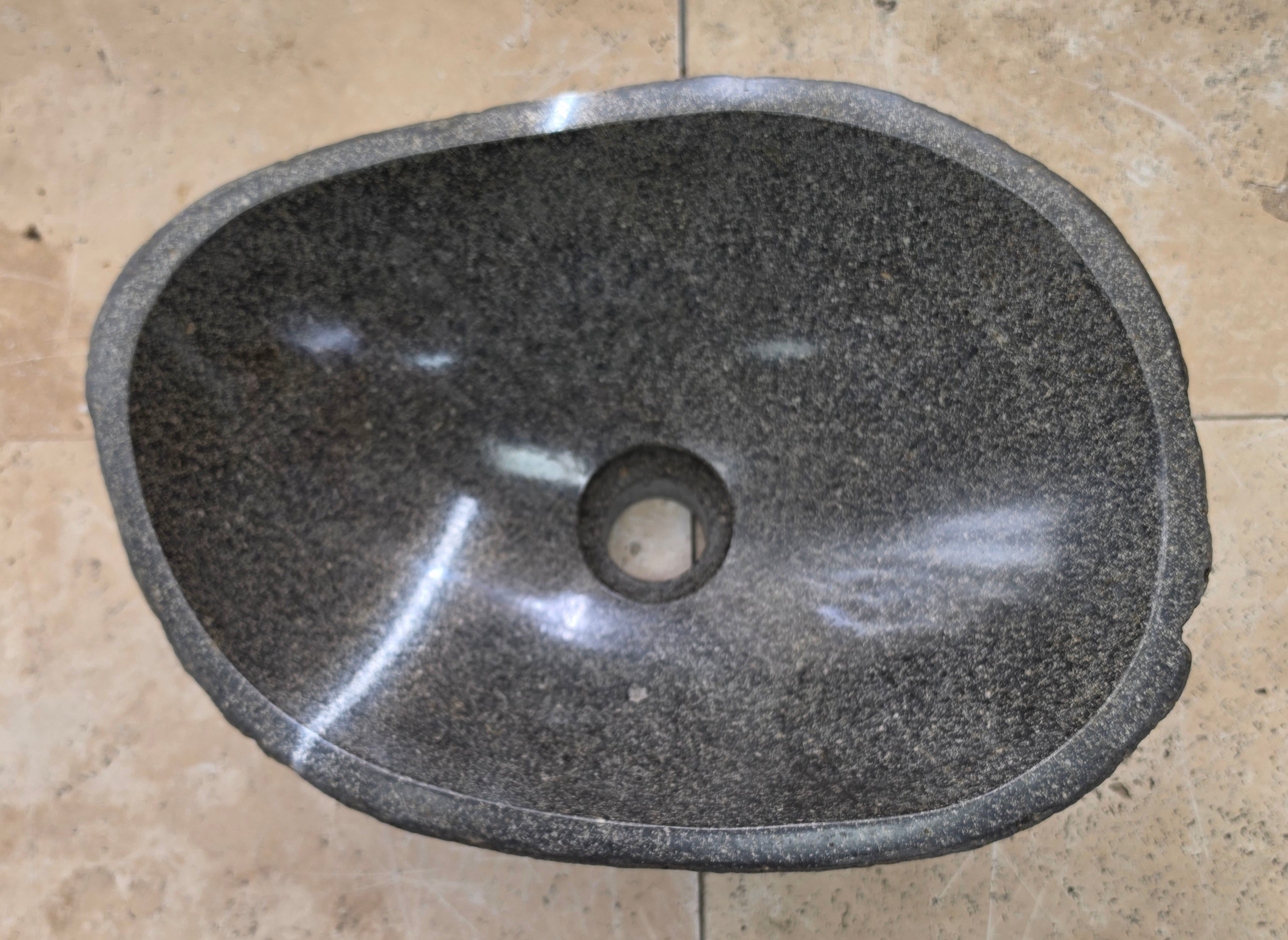Handmade Natural Oval River Stone  Bathroom Basin  RS 2409080