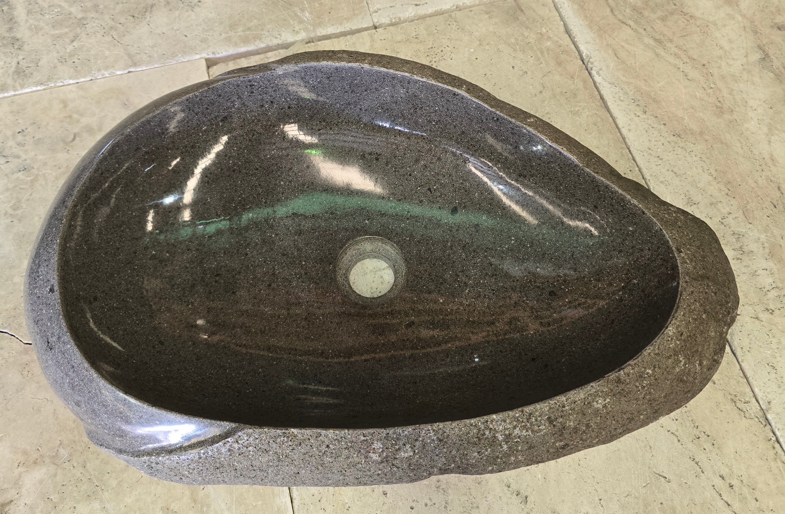 Handmade Natural Oval River Stone  Bathroom Basin  PHL 240901