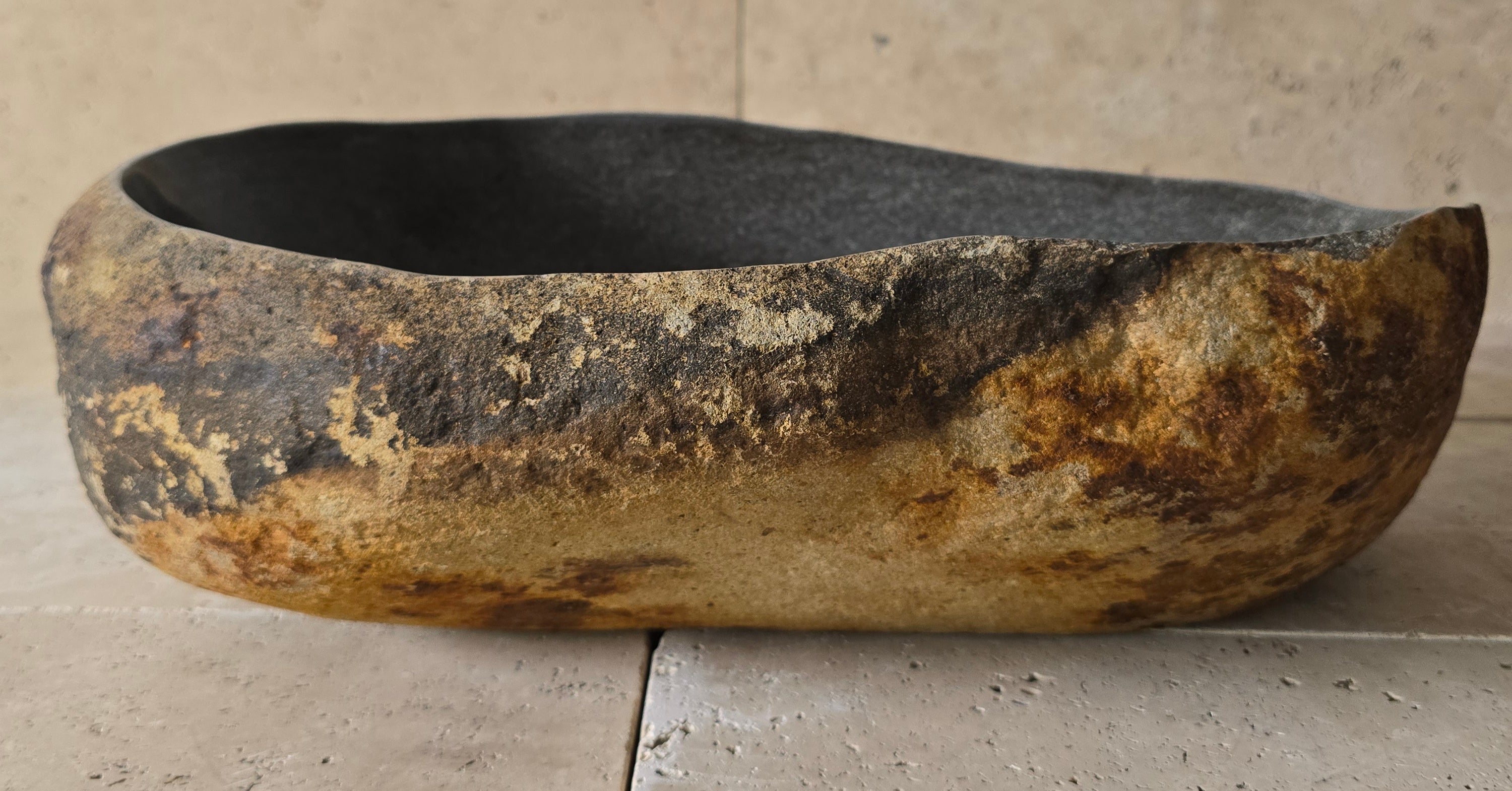 Handmade Natural Oval River Stone  Bathroom Basin  RVM 2409020