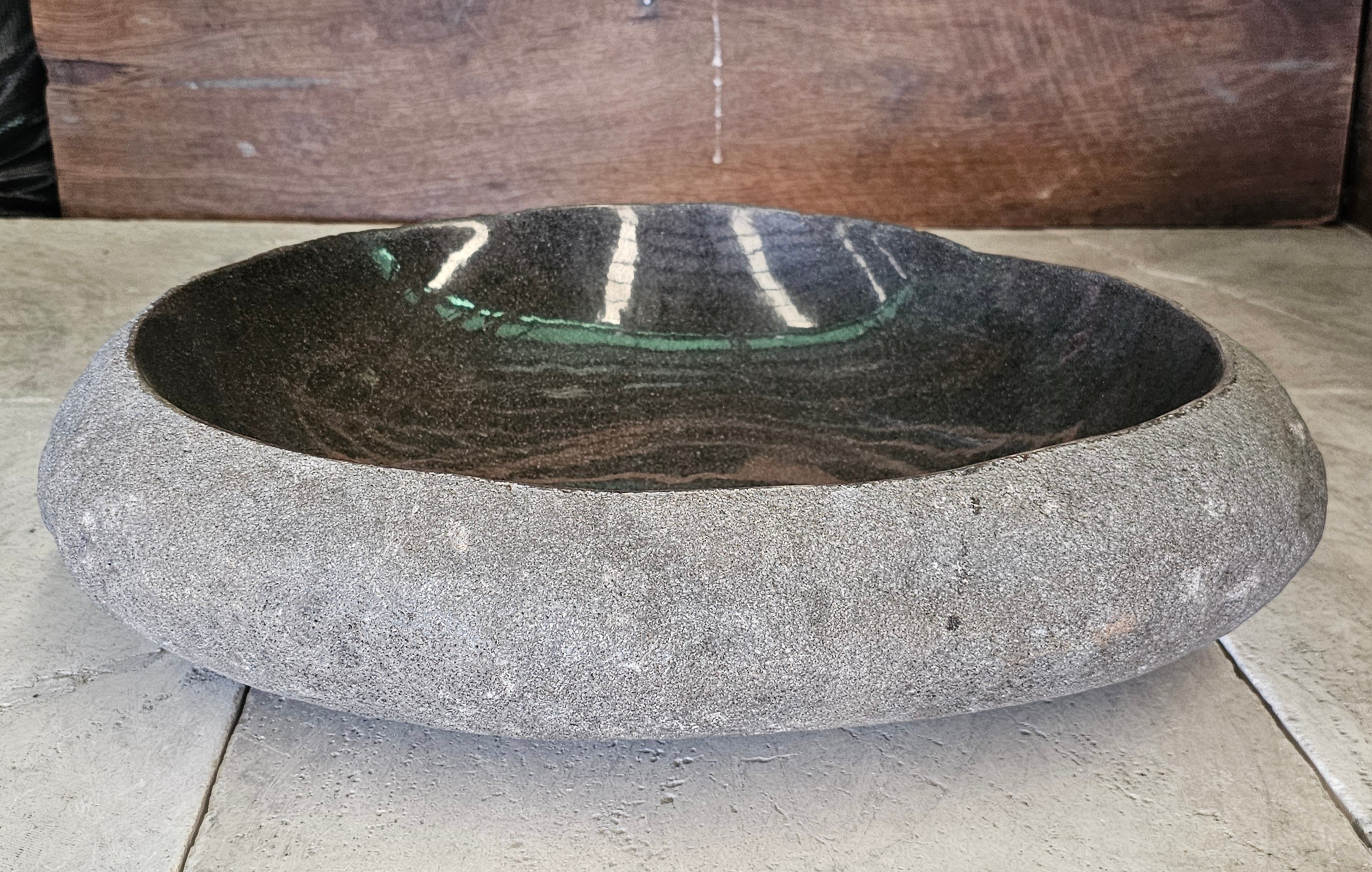 Handmade Natural Oval River Stone  Bathroom Basin  RVL 240901