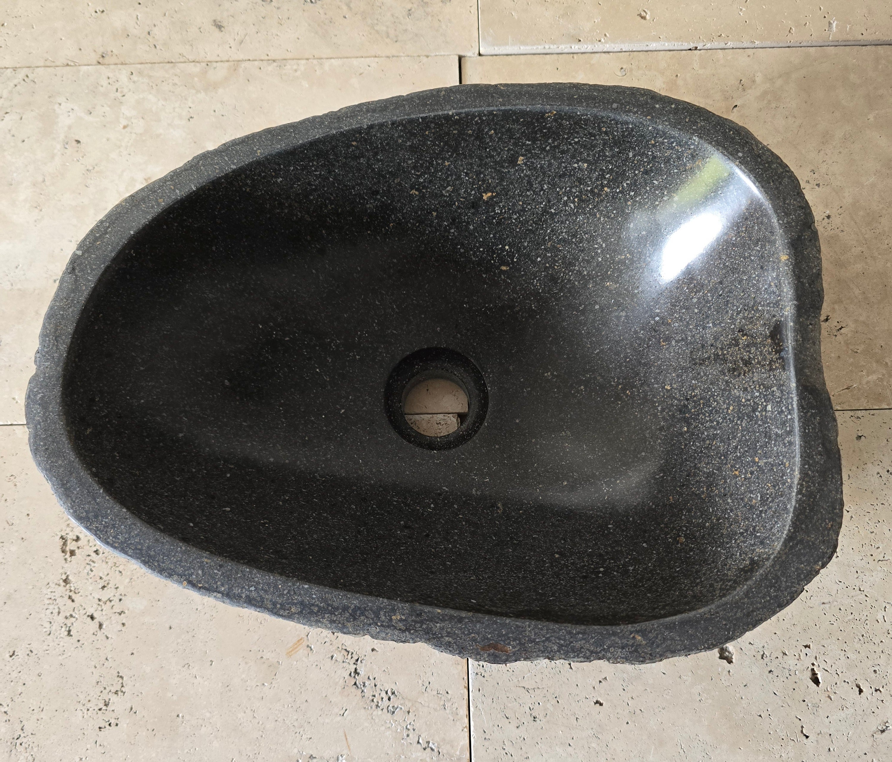 Handmade Natural Oval River Stone  Bathroom Basin  RS 2409136