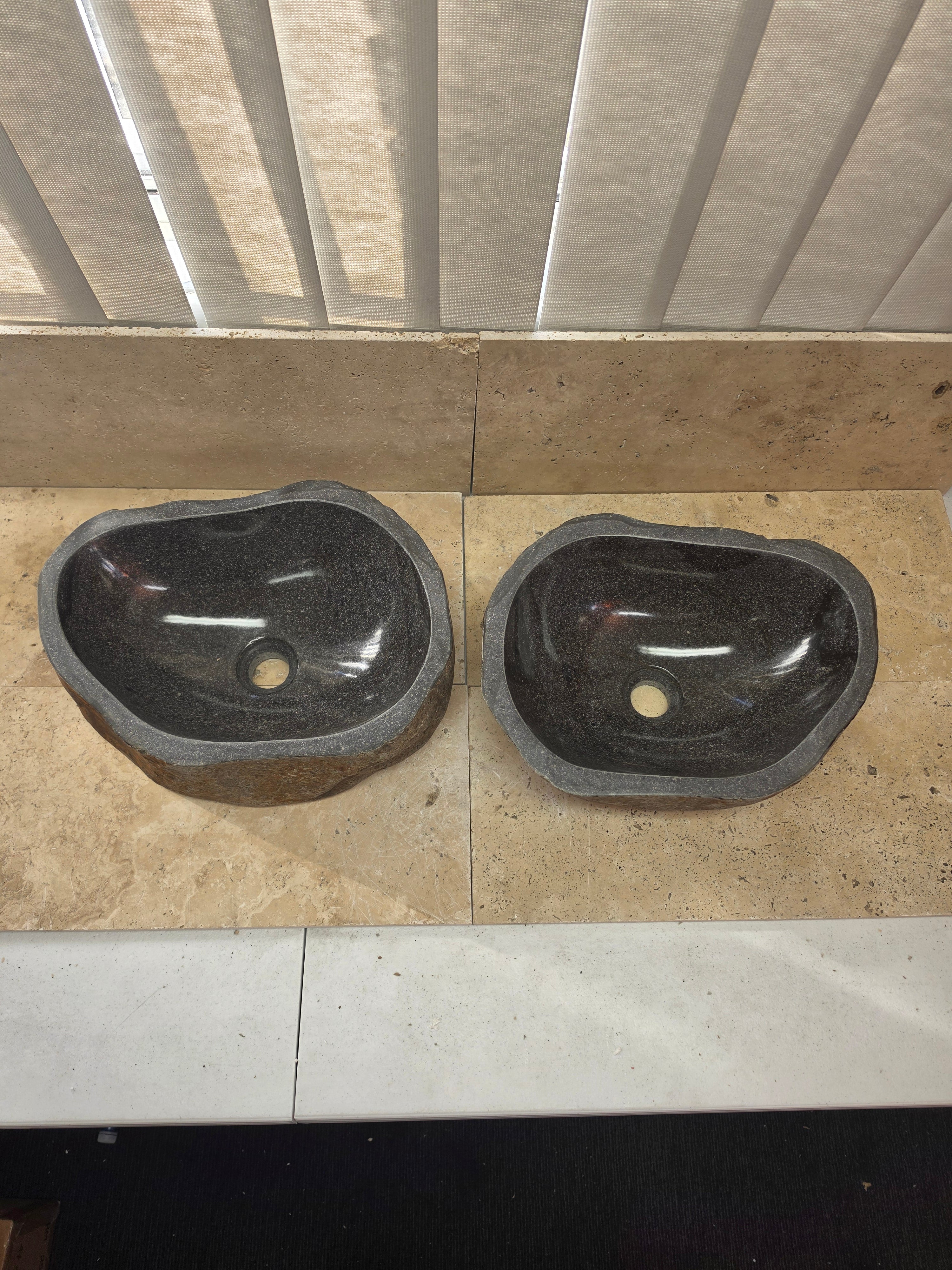Handmade Natural Oval River Stone  Bathroom Basin TWIN SETS A & B RM 25072030