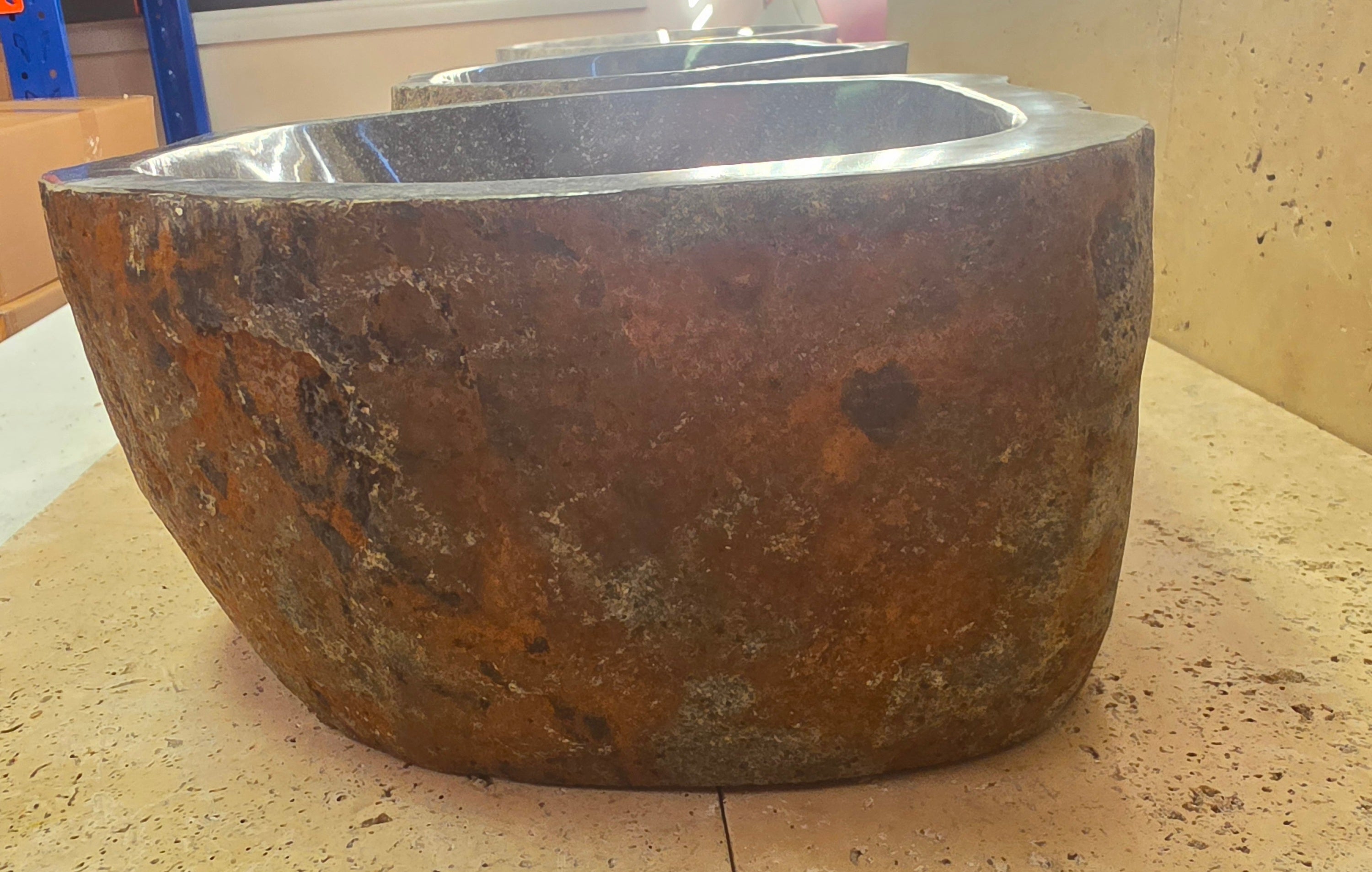 Handmade Natural Oval River Stone  Bathroom Basin TWIN SETS A & B RM 25072030
