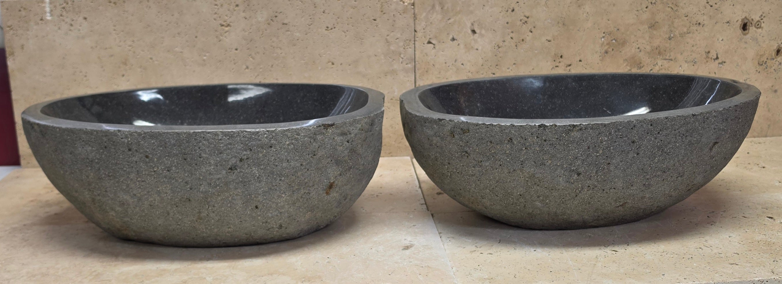 Handmade Natural Oval River Stone  Bathroom Basin TWIN SETS A & B RM 25072007