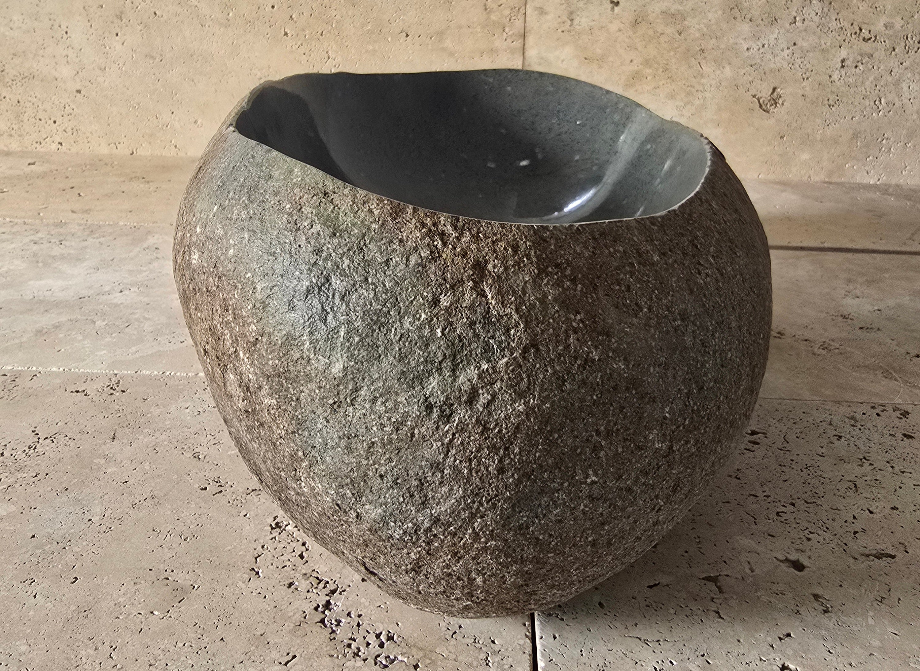 Handmade Natural Oval River Stone  Bathroom Basin  PHM 240919