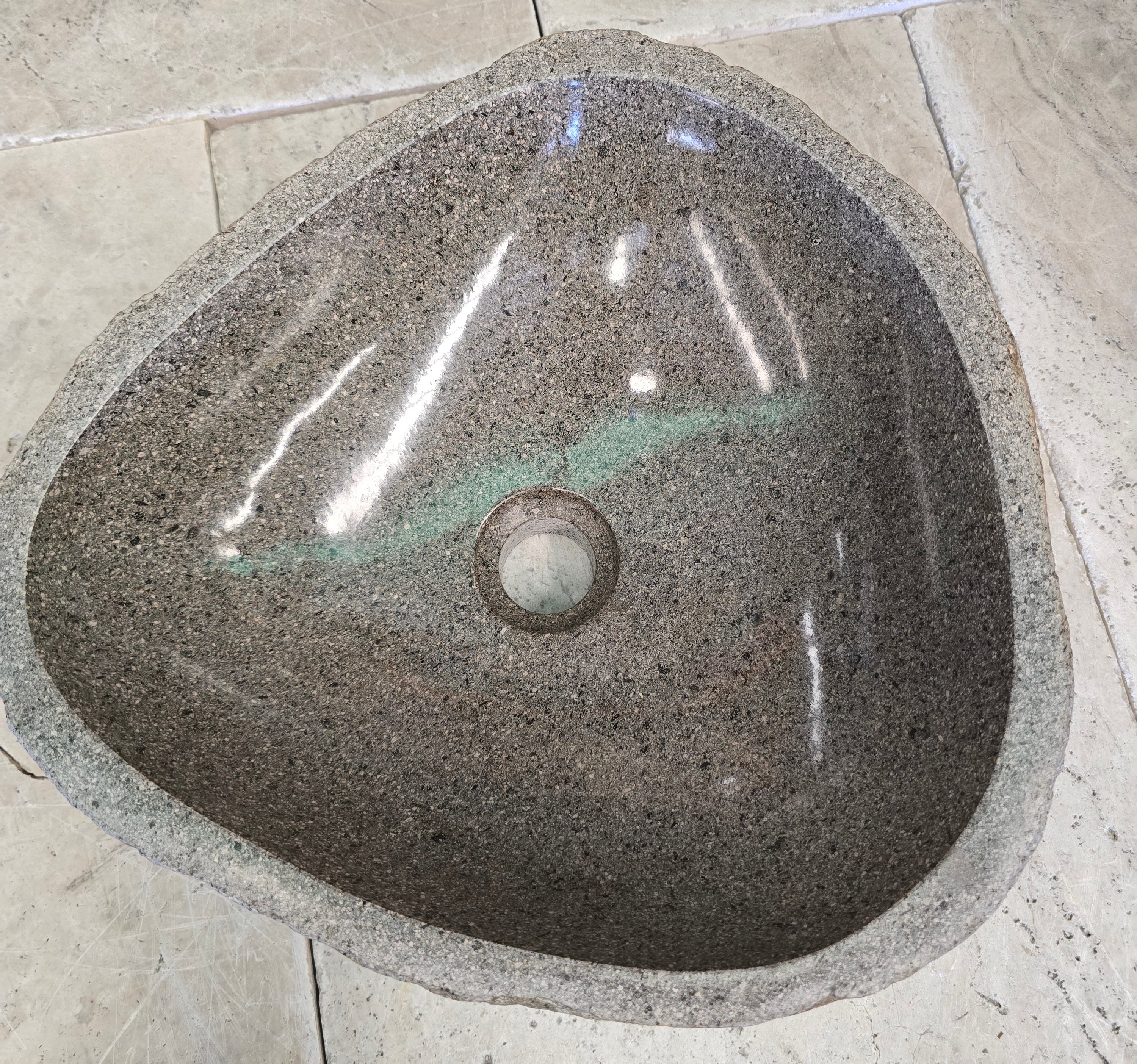 Handmade Natural Oval River Stone  Bathroom Basin  RS 24091054