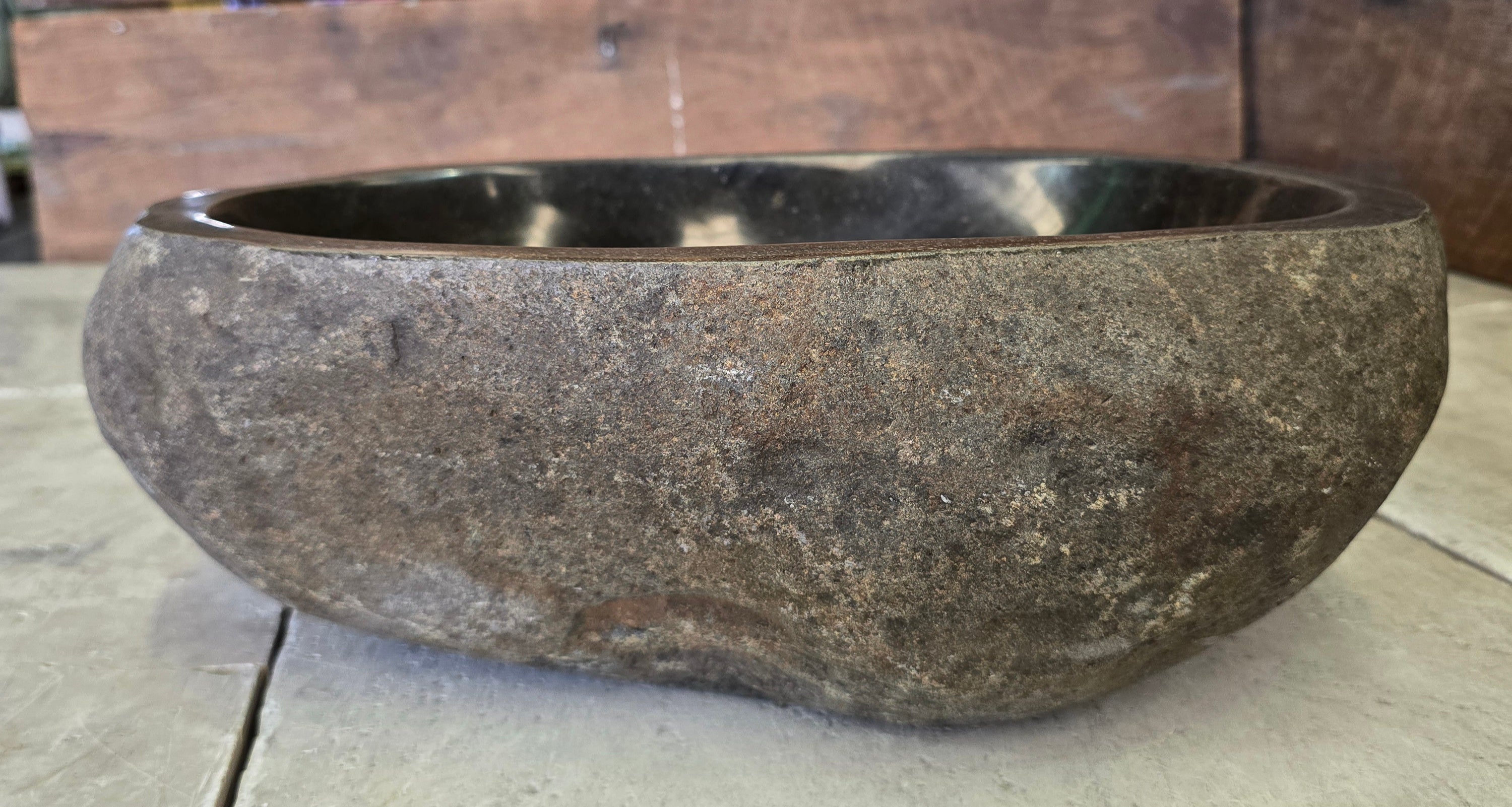 Handmade Natural Oval River Stone  Bathroom Basin  RS 2409044