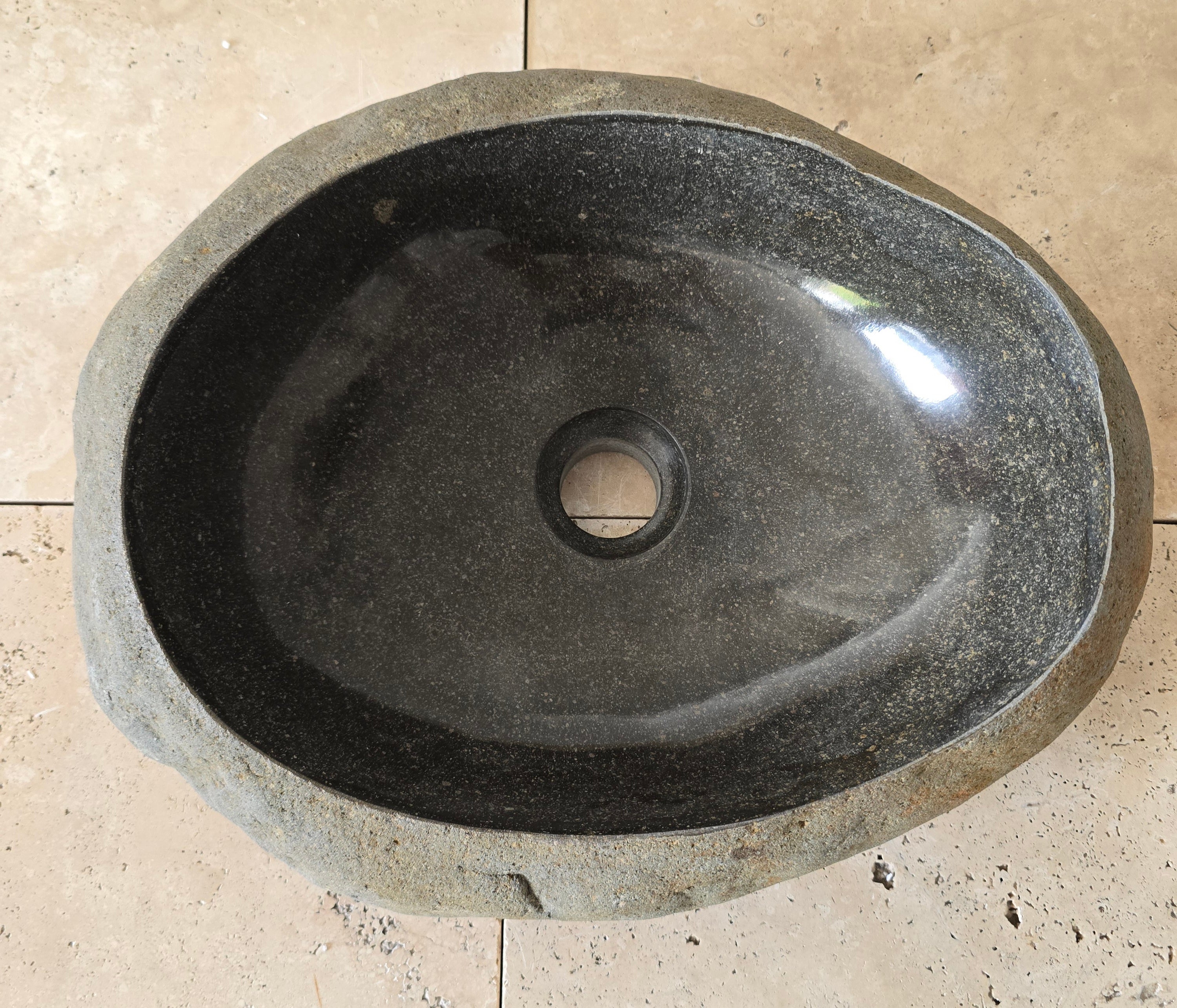 Handmade Natural Oval River Stone  Bathroom Basin  RVM 2409081