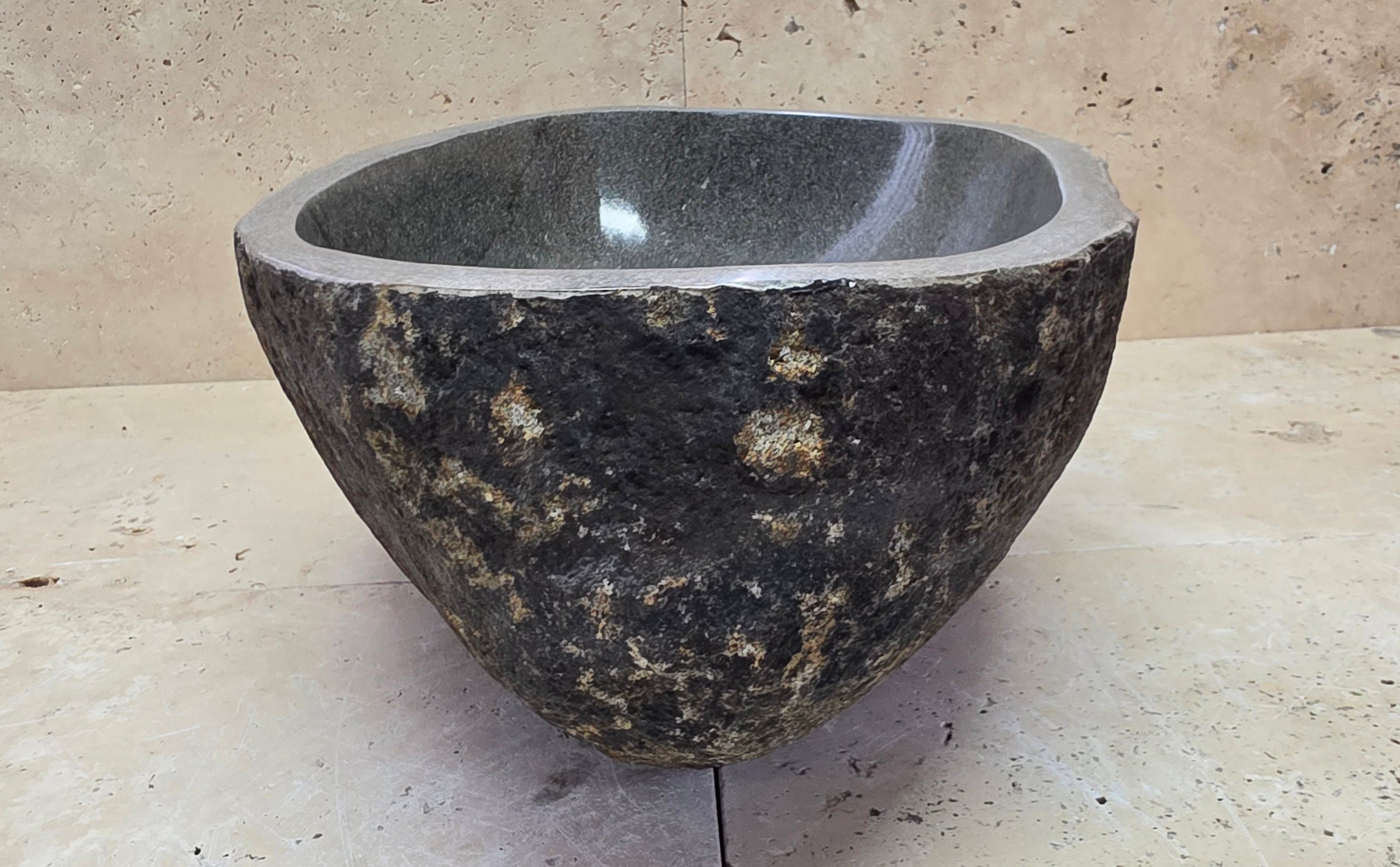 Handmade Natural Oval River Stone  Bathroom Basin  RS 2409130