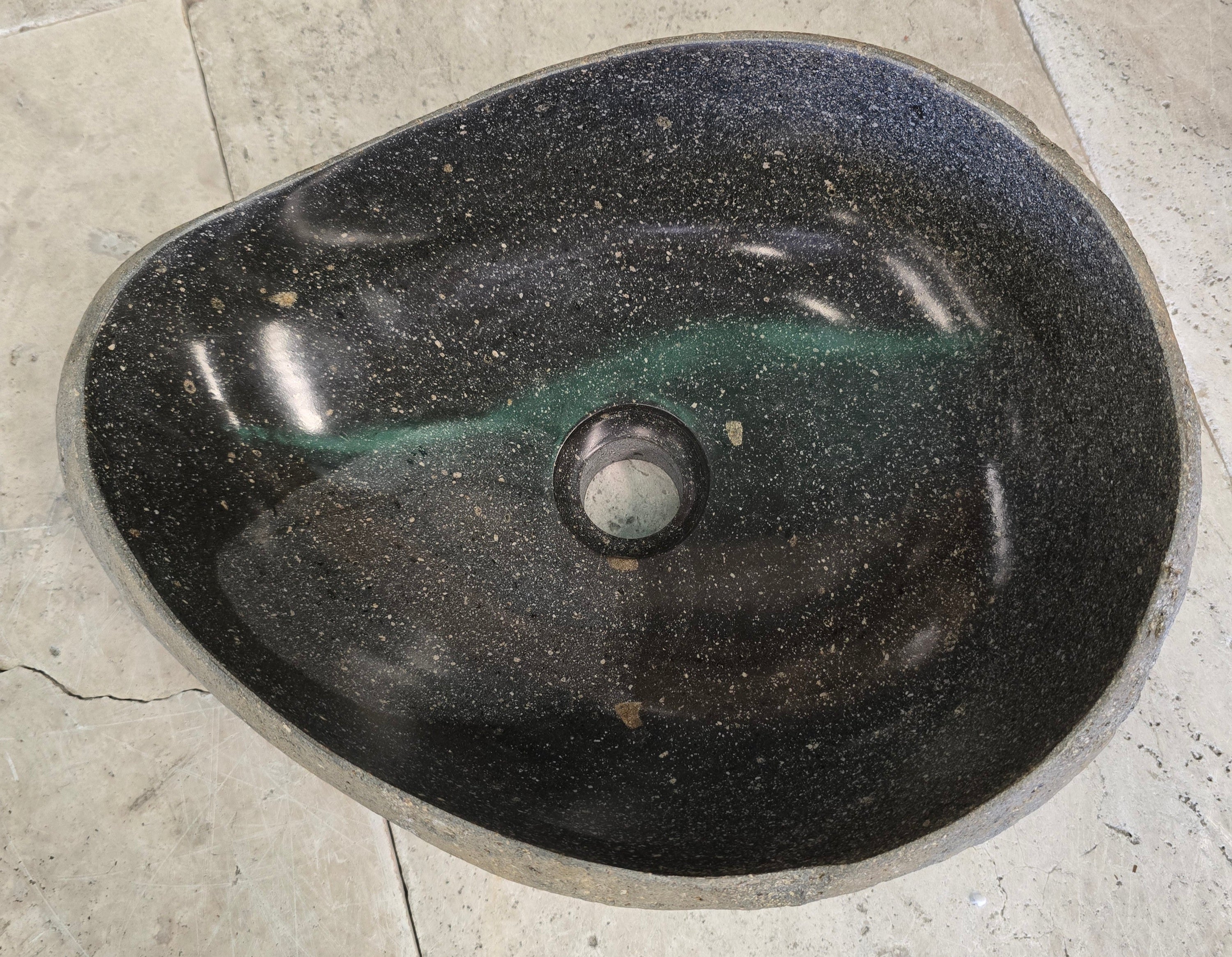 Handmade Natural Oval River Stone  Bathroom Basin  RVM 2409073
