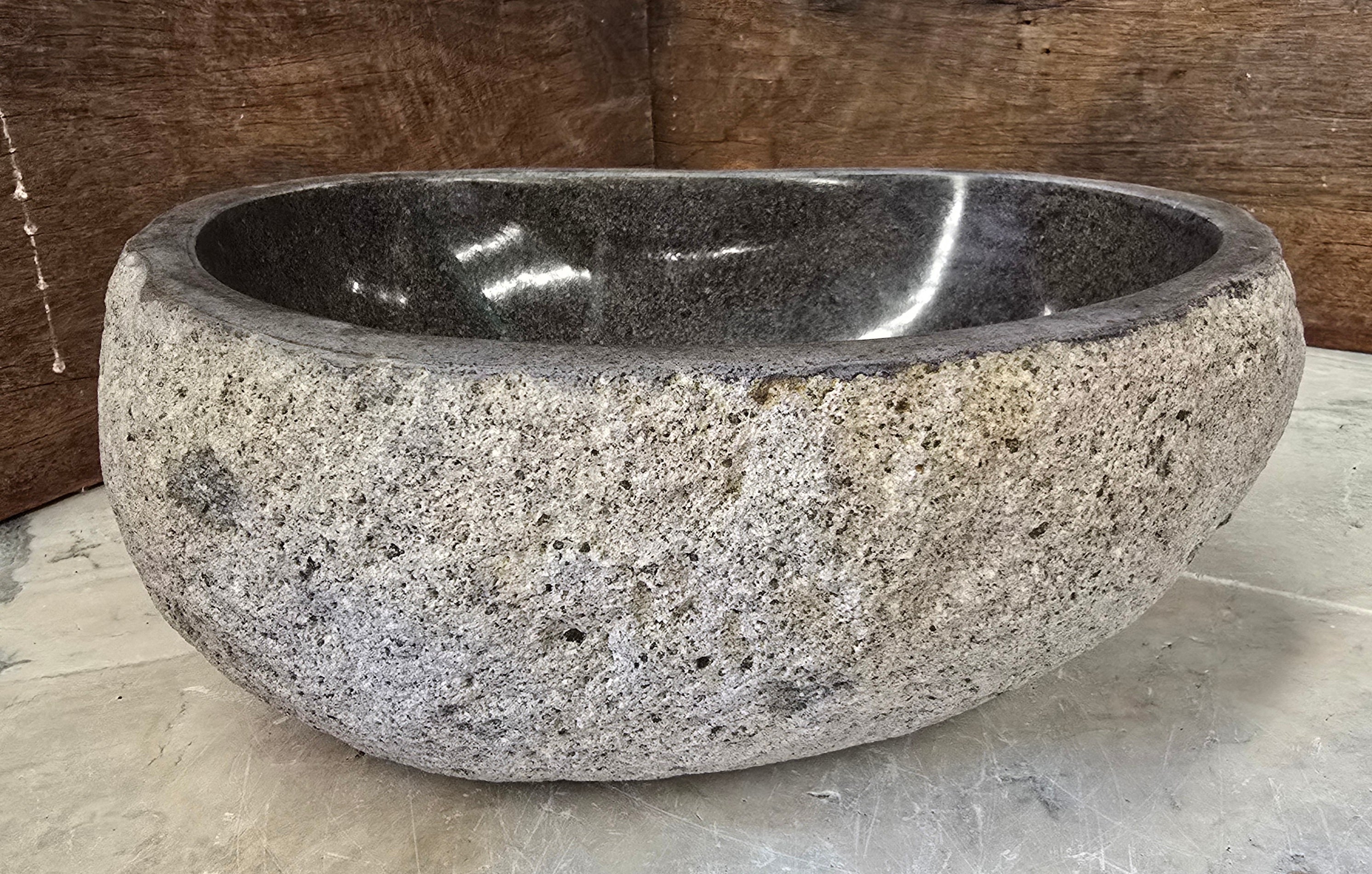 Handmade Natural Oval River Stone  Bathroom Basin  RS 2409018