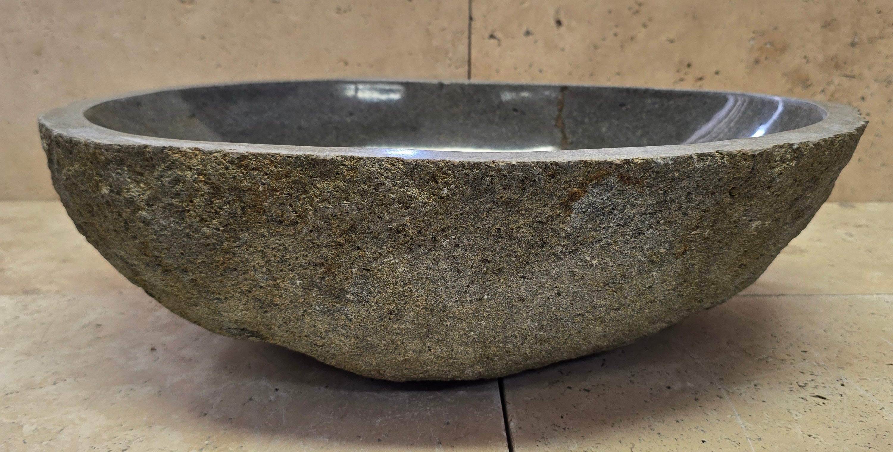 Handmade Natural Oval River Stone  Bathroom Basin  RL 240940