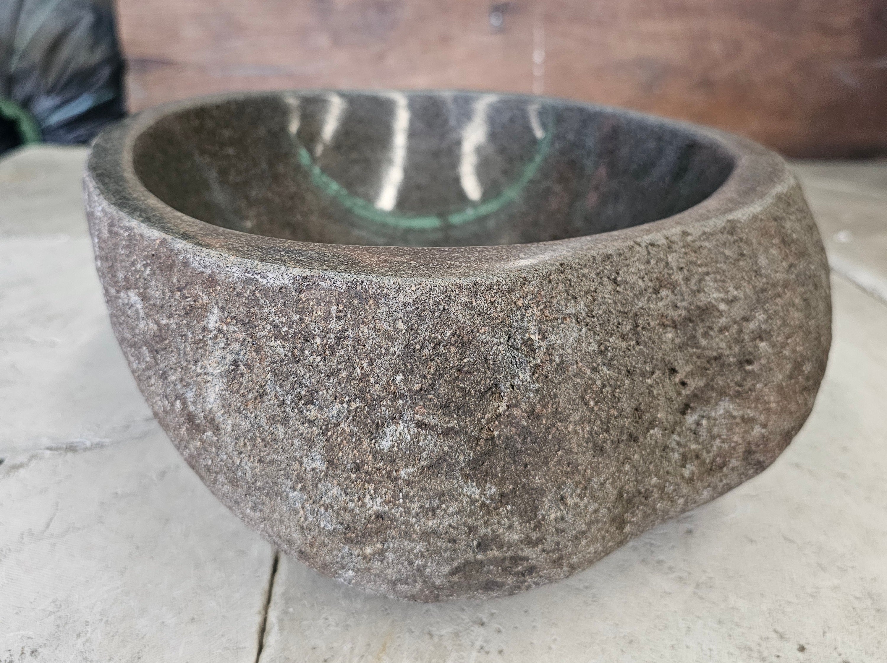 Handmade Natural Oval River Stone  Bathroom Basin  RS 2409099