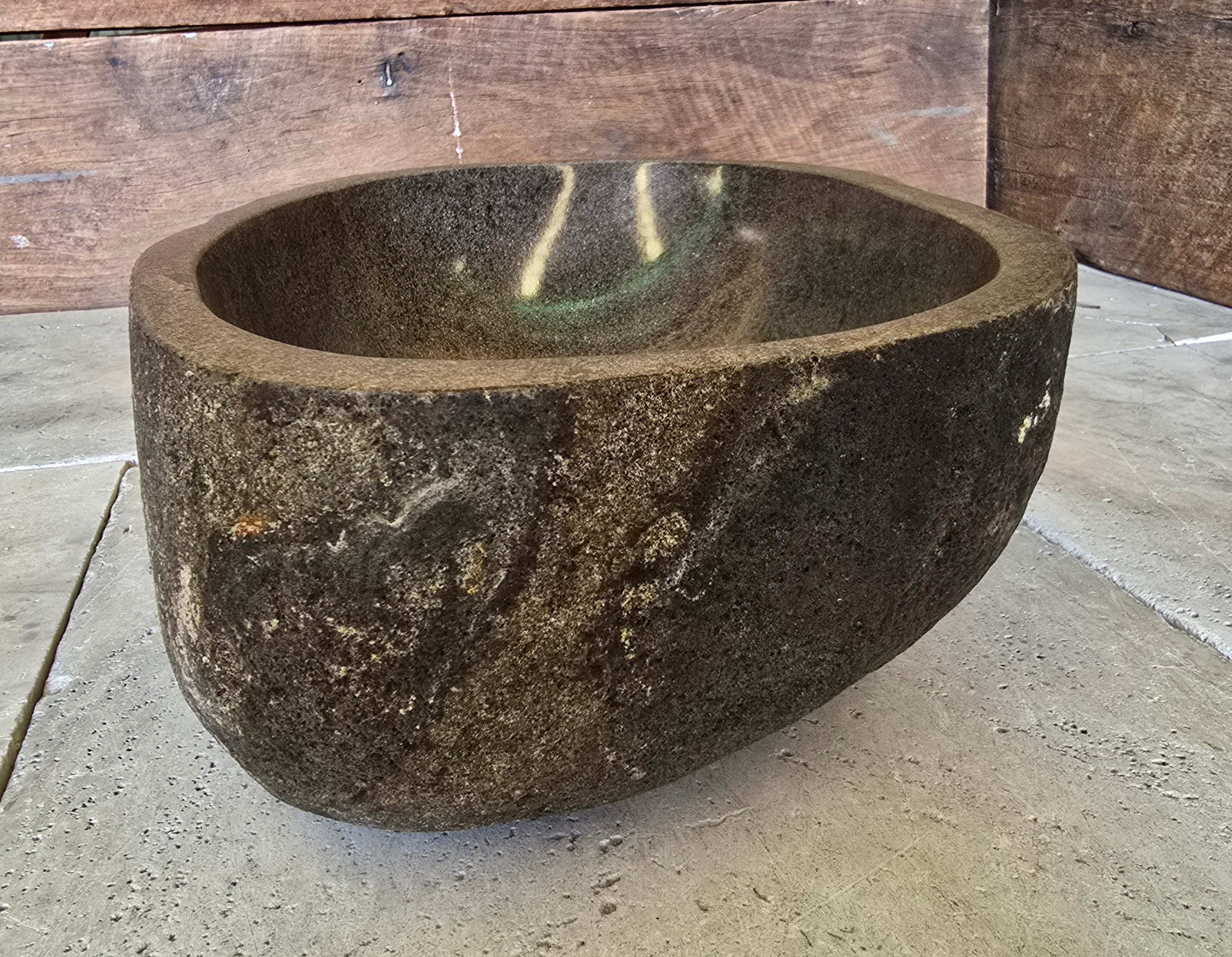 Handmade Natural Oval River Stone  Bathroom Basin  RM 2409001