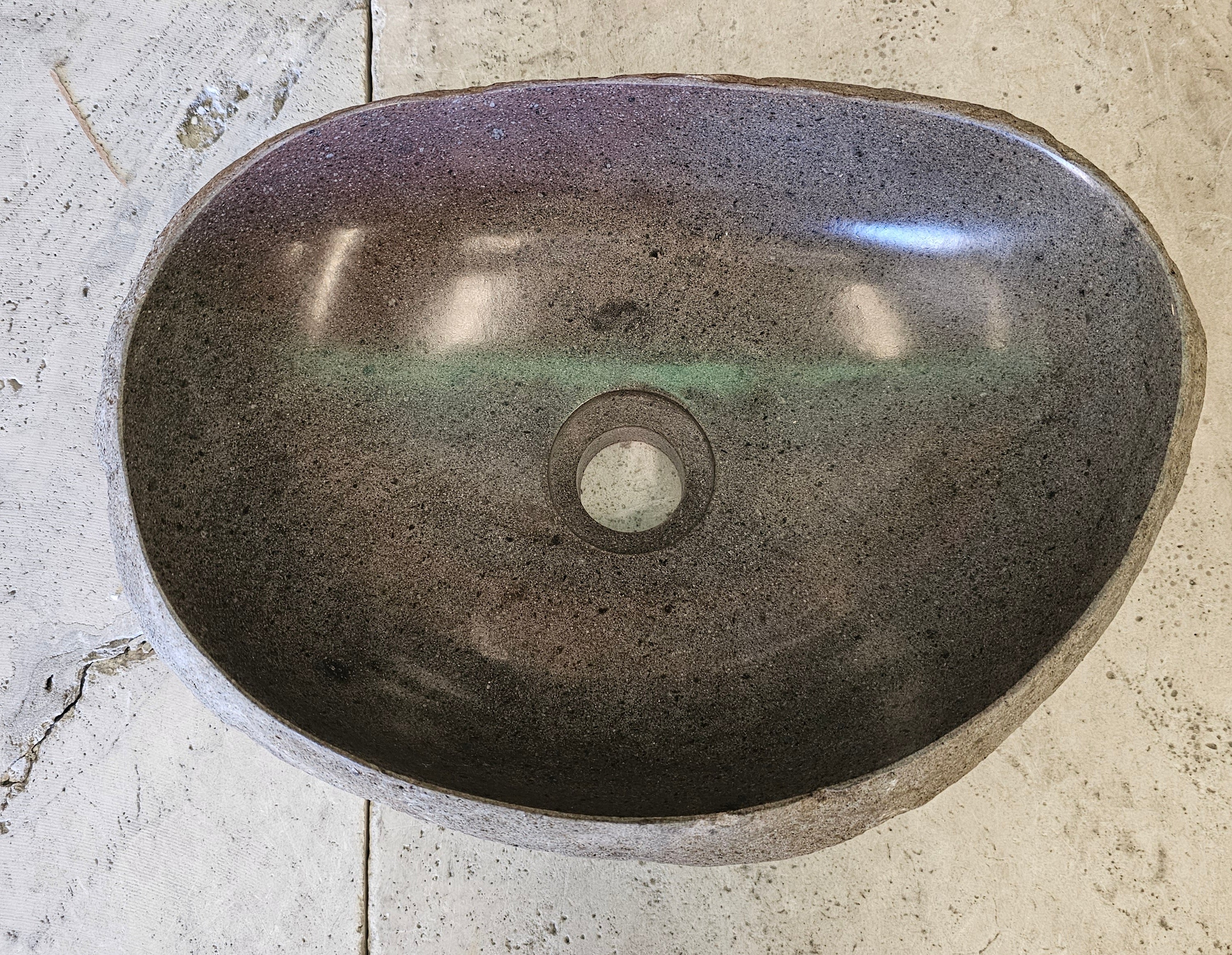 Handmade Natural Oval River Stone  Bathroom Basin  RVS 2409005