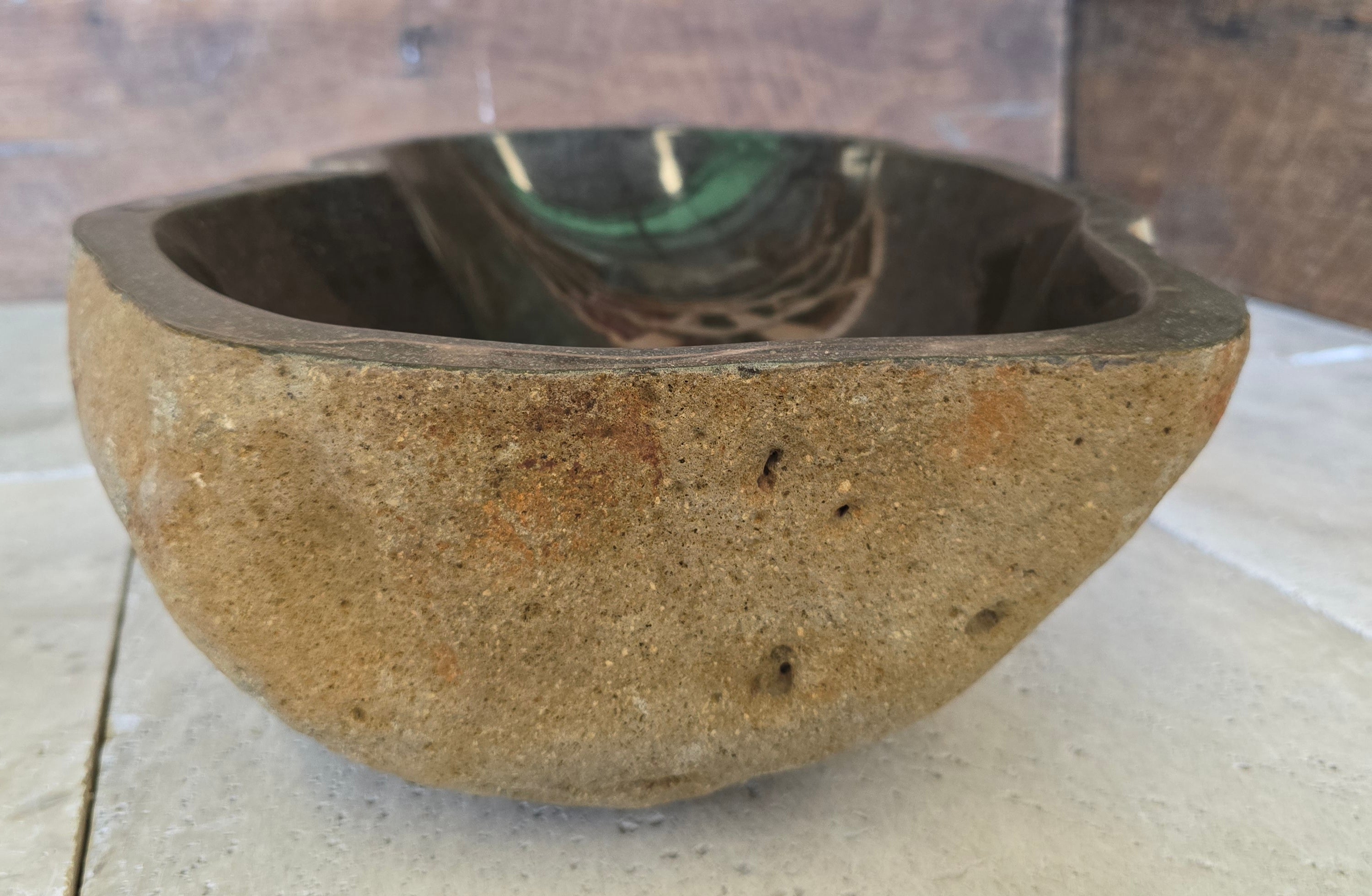 Handmade Natural Oval River Stone  Bathroom Basin  RL 240937