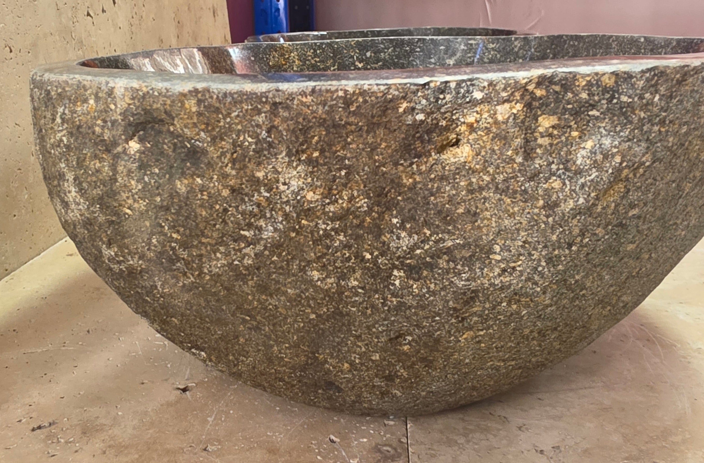 Handmade Natural Oval River Stone  Bathroom Basin TWIN SETS A & B RM 25072001
