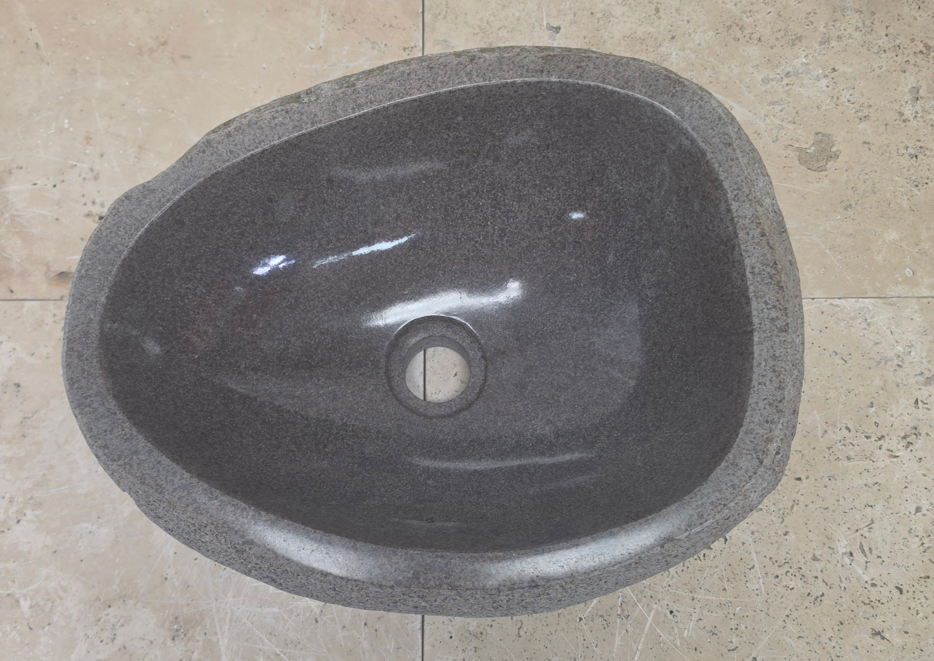 Handmade Natural Oval River Stone  Bathroom Basin  RS 25072041
