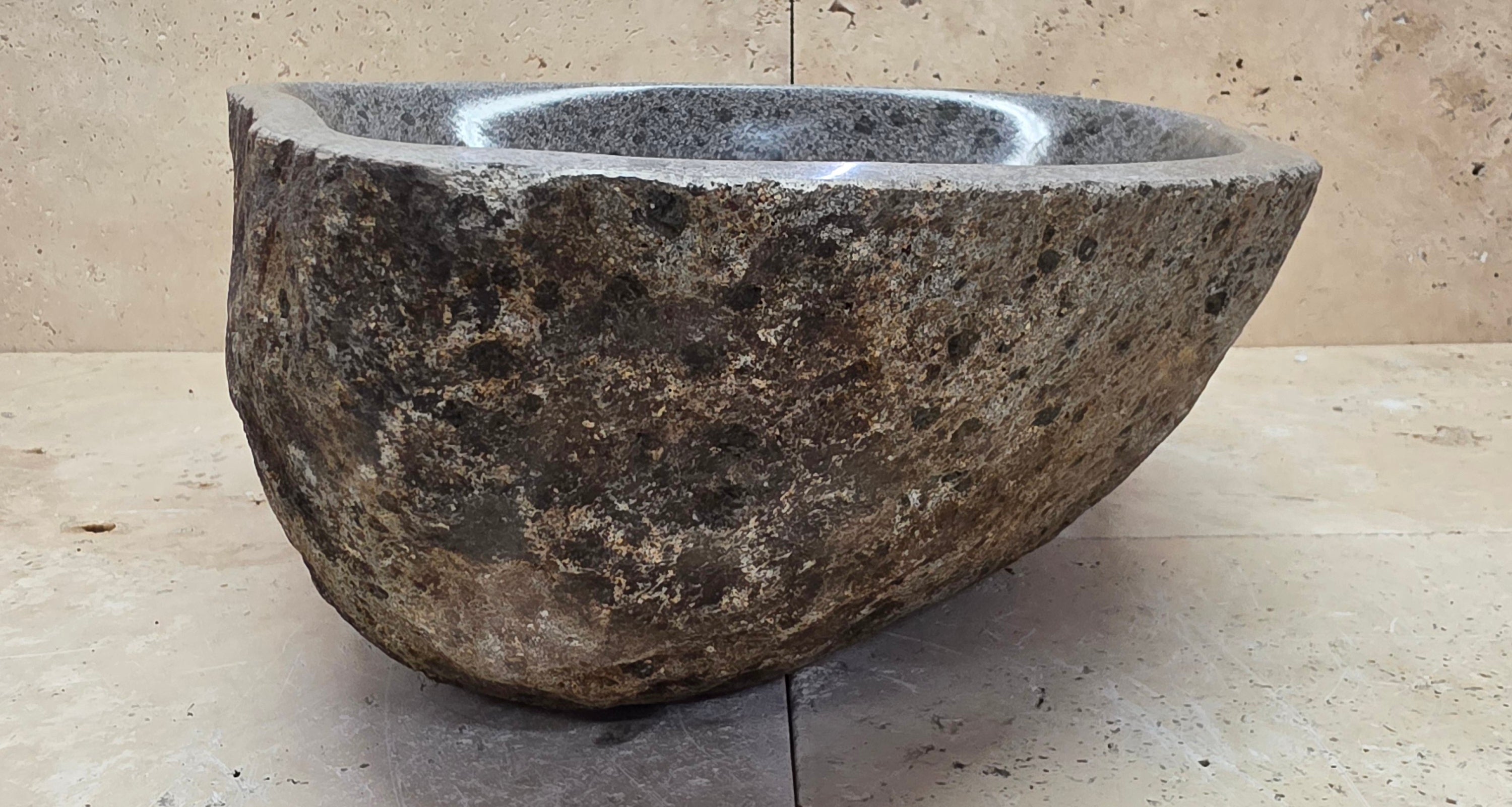 Handmade Natural Oval River Stone  Bathroom Basin  RS 2409134
