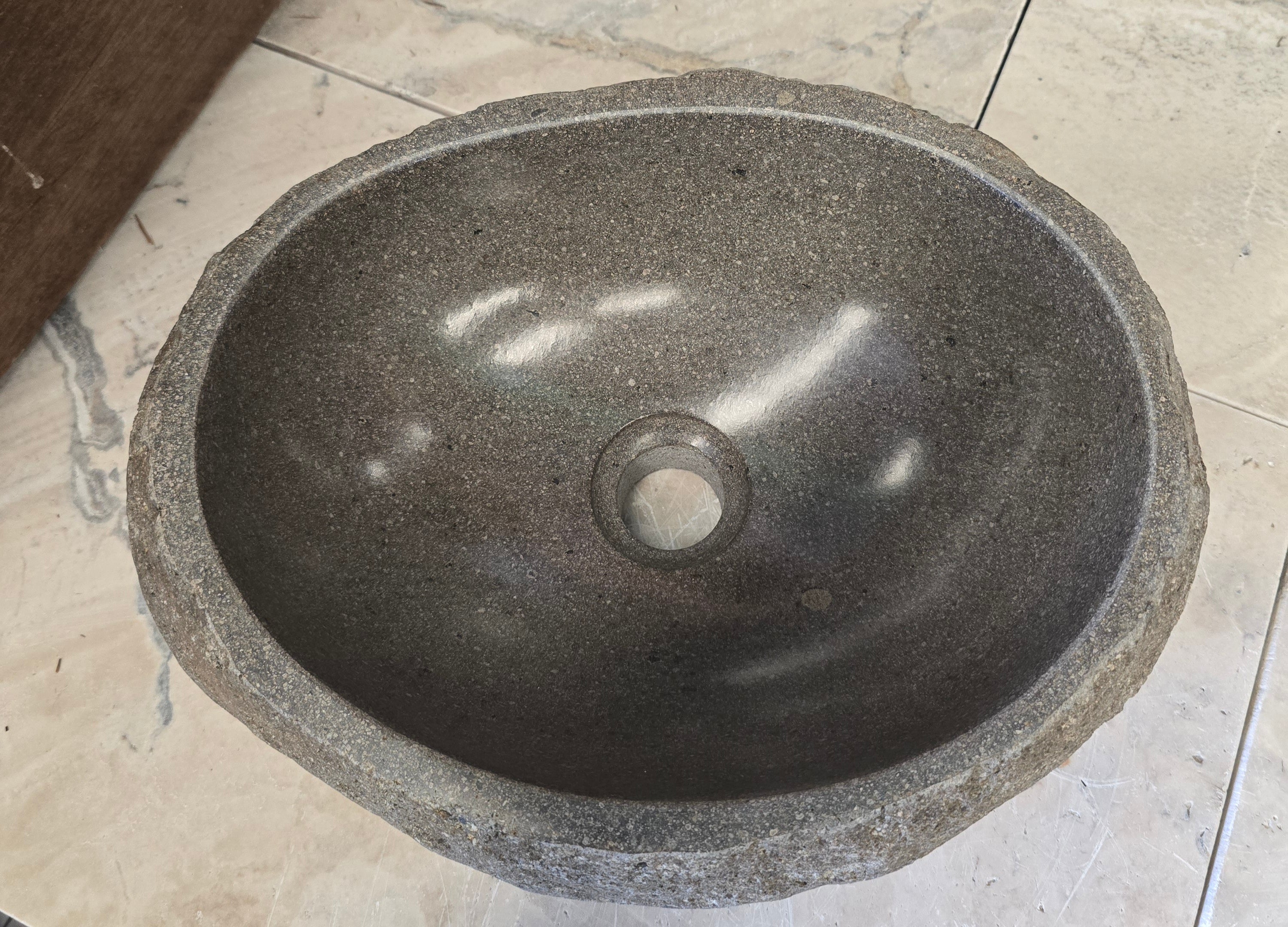 Handmade Natural Oval River Stone  Bathroom Basin  RS 2409089