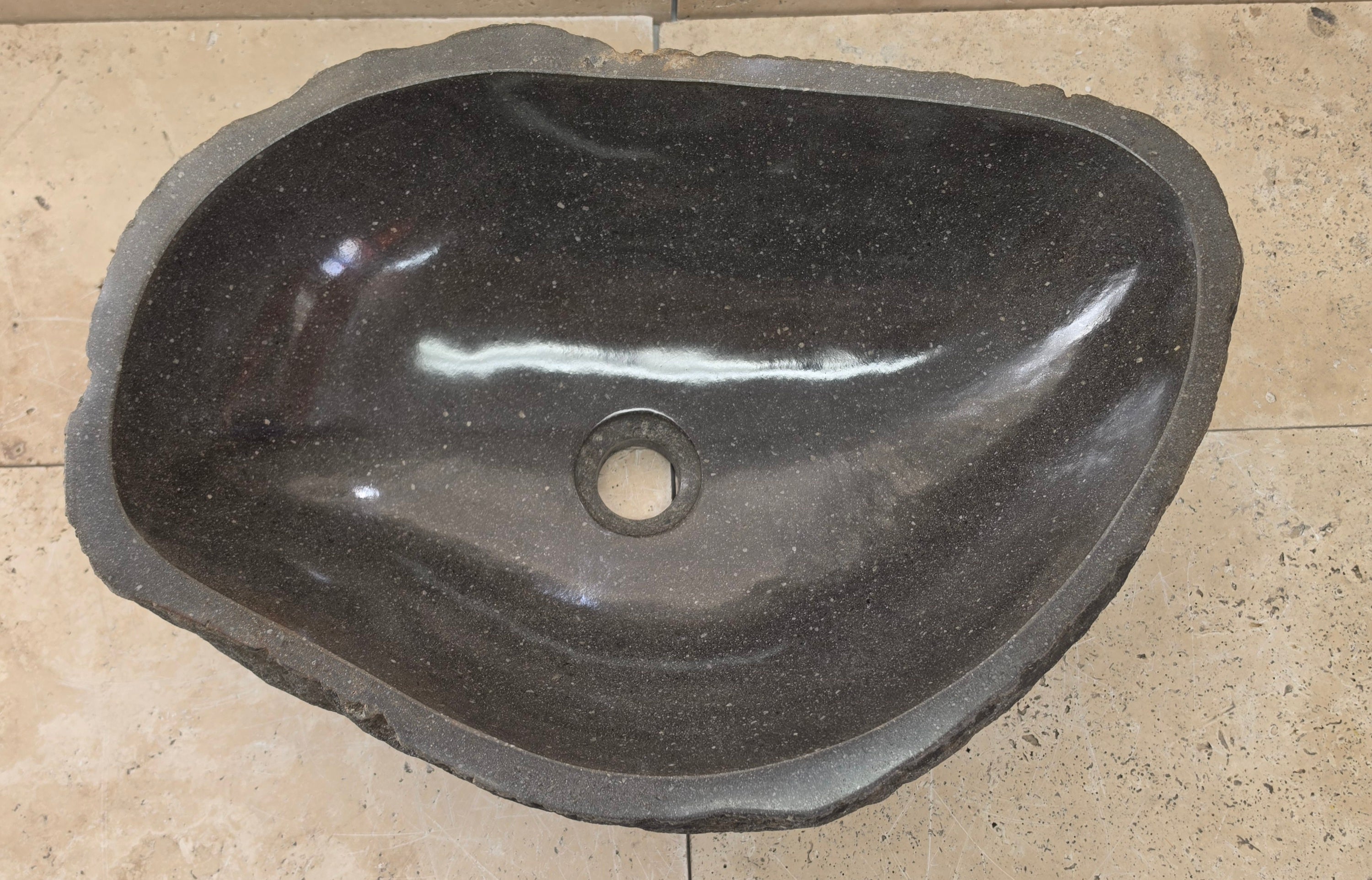 Handmade Natural Oval River Stone  Bathroom Basin  RL 25072036