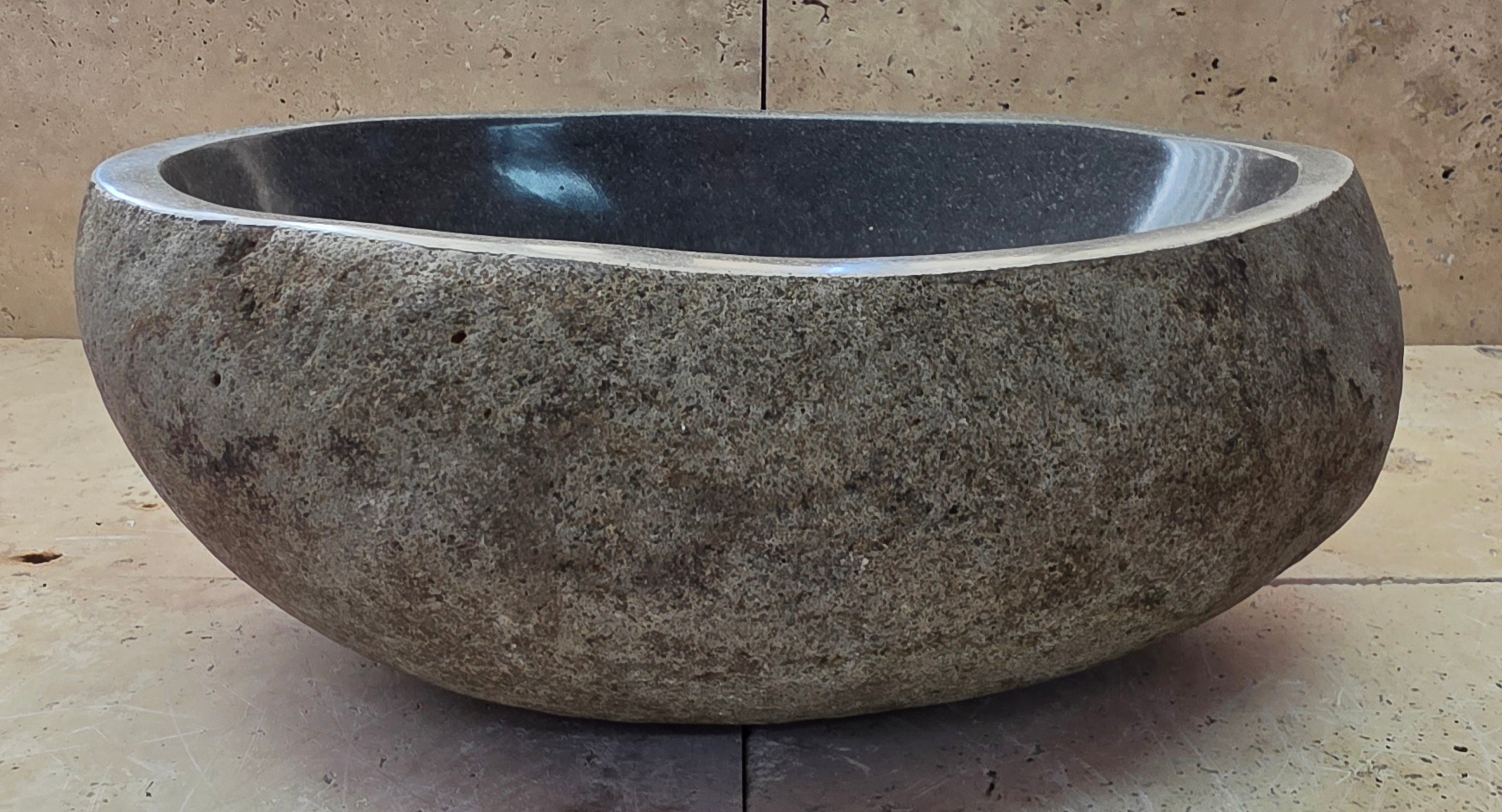 Handmade Natural Oval River Stone  Bathroom Basin  RS 2409131