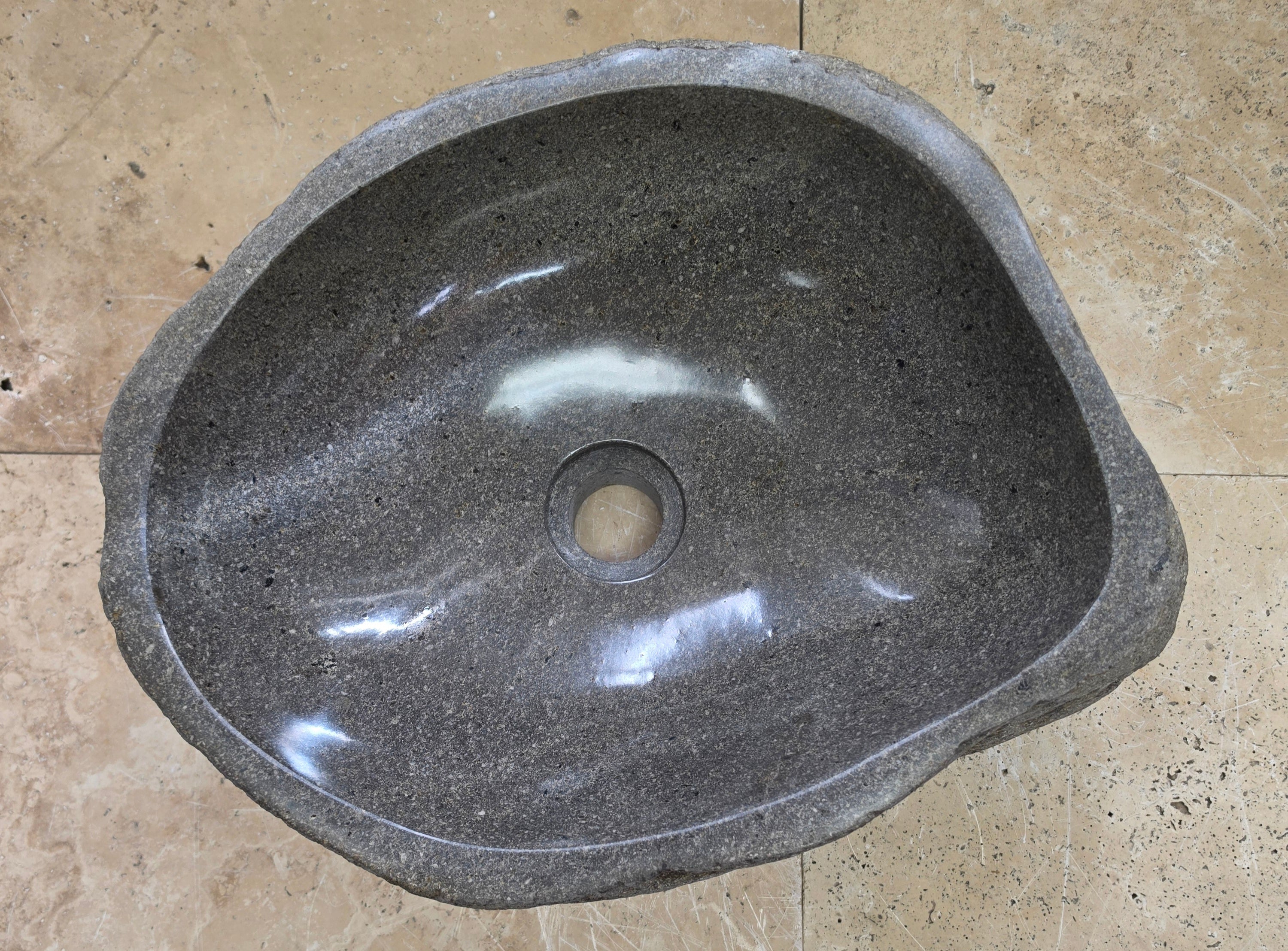 Handmade Natural Oval River Stone  Bathroom Basin  RS 2409040