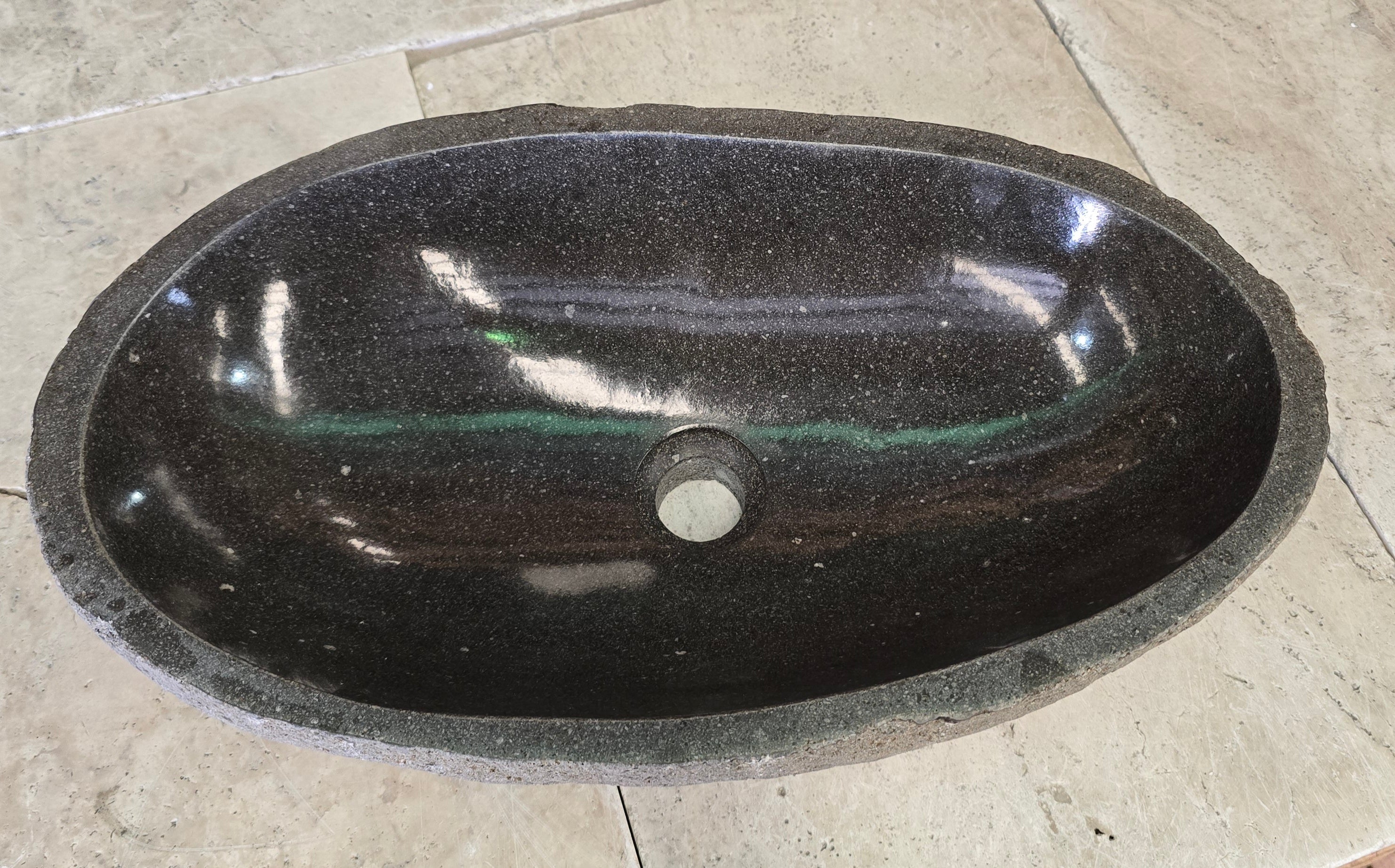 Handmade Natural Oval River Stone  Bathroom Basin  RL 240952