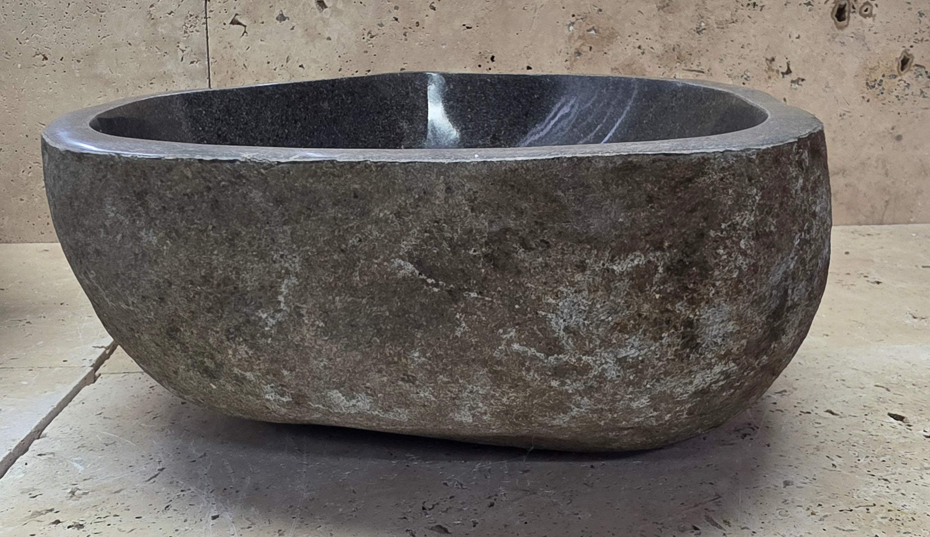 Handmade Natural Oval River Stone  Bathroom Basin TWIN SETS A & B RM 25072043