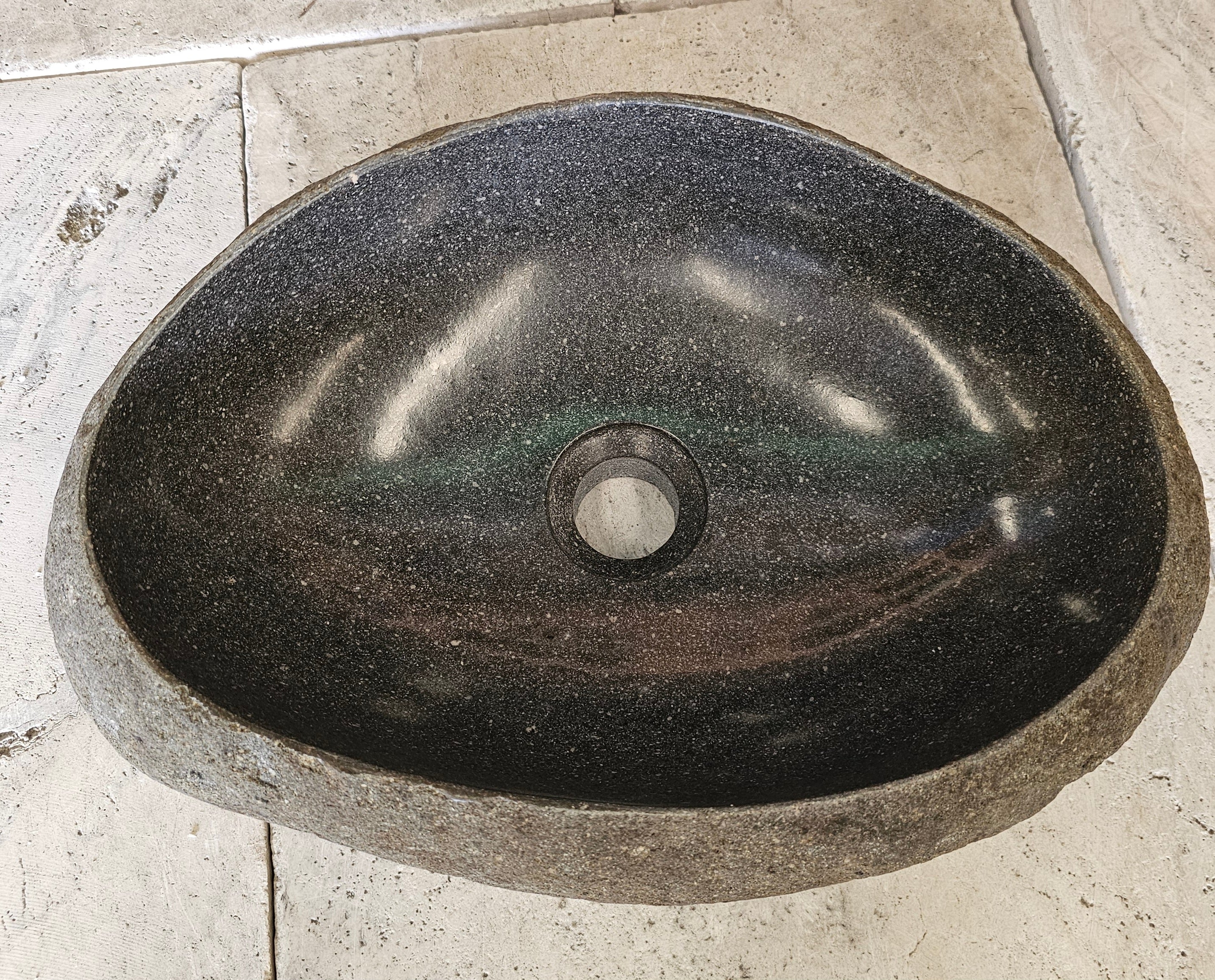 Handmade Natural Oval River Stone  Bathroom Basin  RVM 2409024