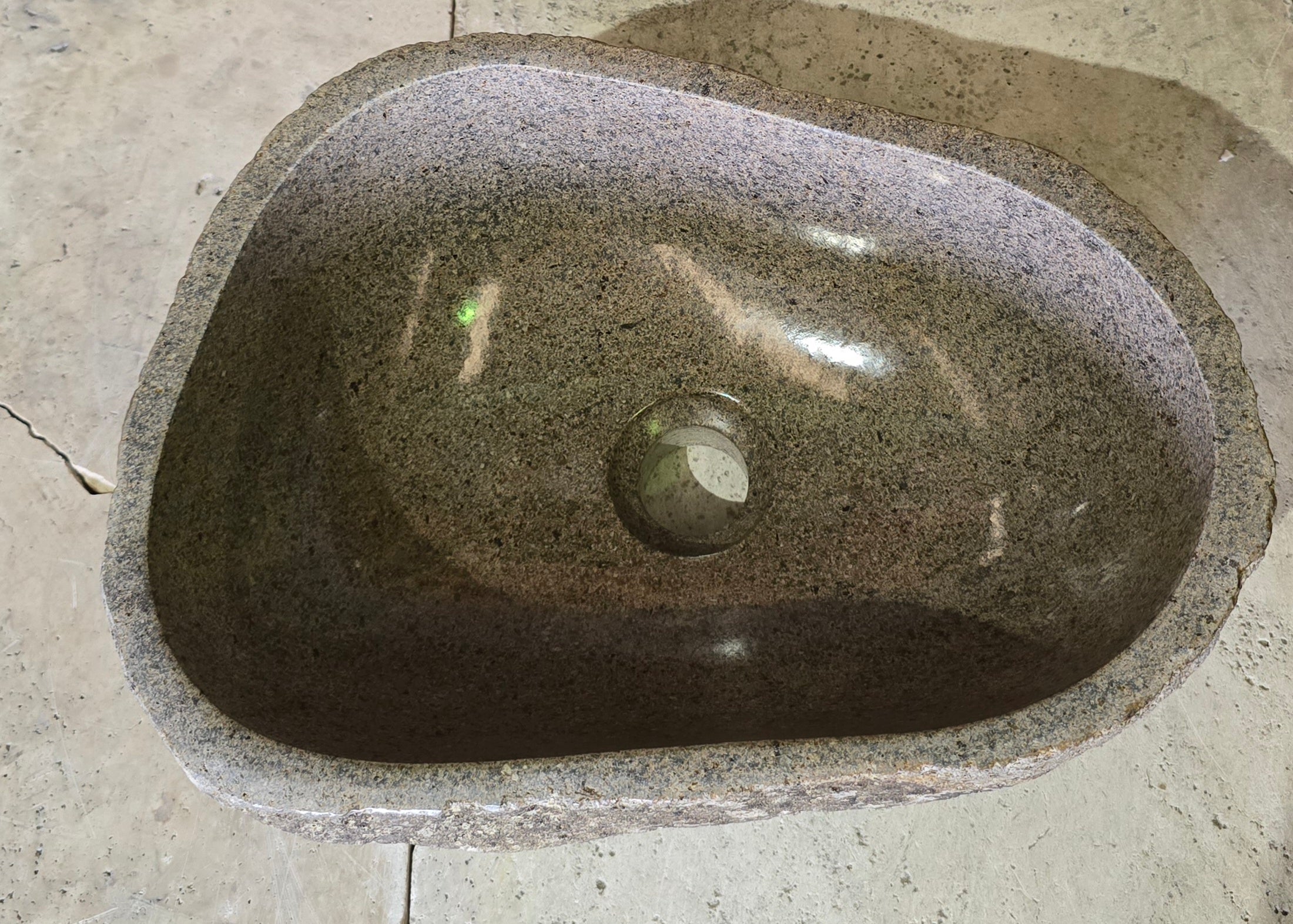Handmade Natural Oval River Stone  Bathroom Basin  RS 2409053