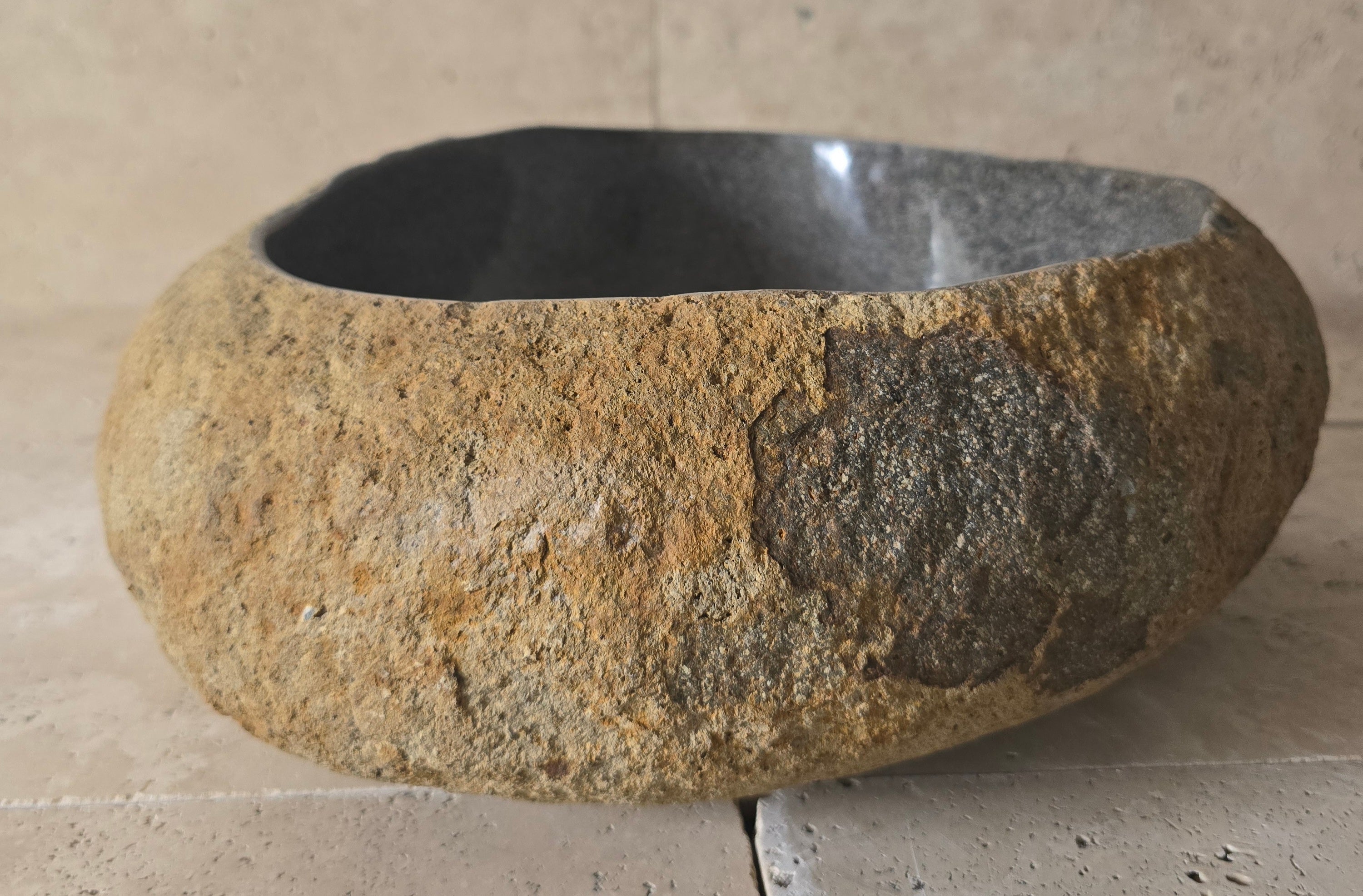 Handmade Natural Oval River Stone  Bathroom Basin  PHM 240922