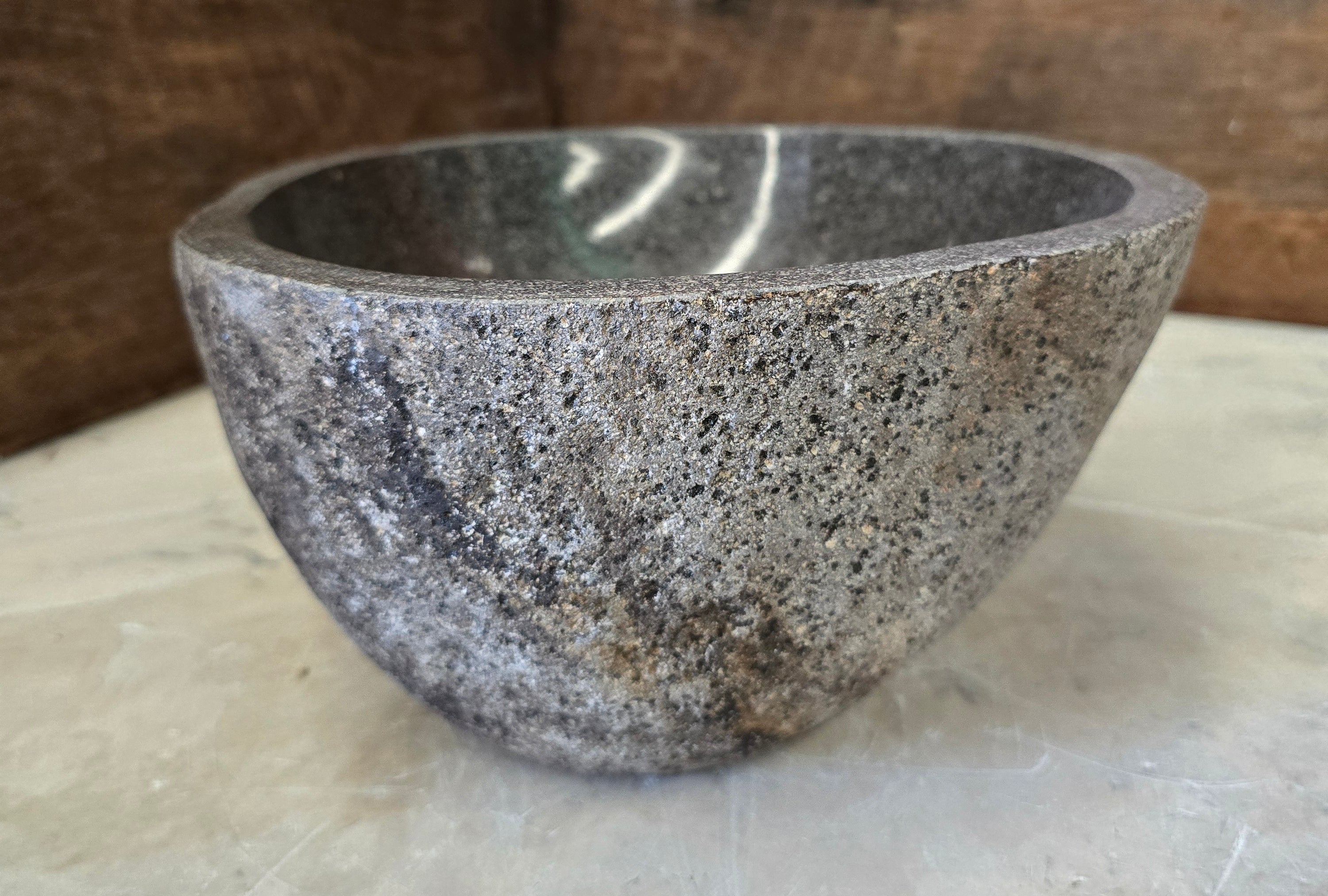 Handmade Natural Oval River Stone  Bathroom Basin  RS 2409078