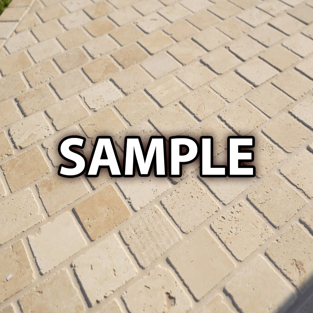 SAMPLE - Travertine Cobblestone Driveway Paver - Loose or Mesh Back - Natural Stone - Cream - SAMPLE