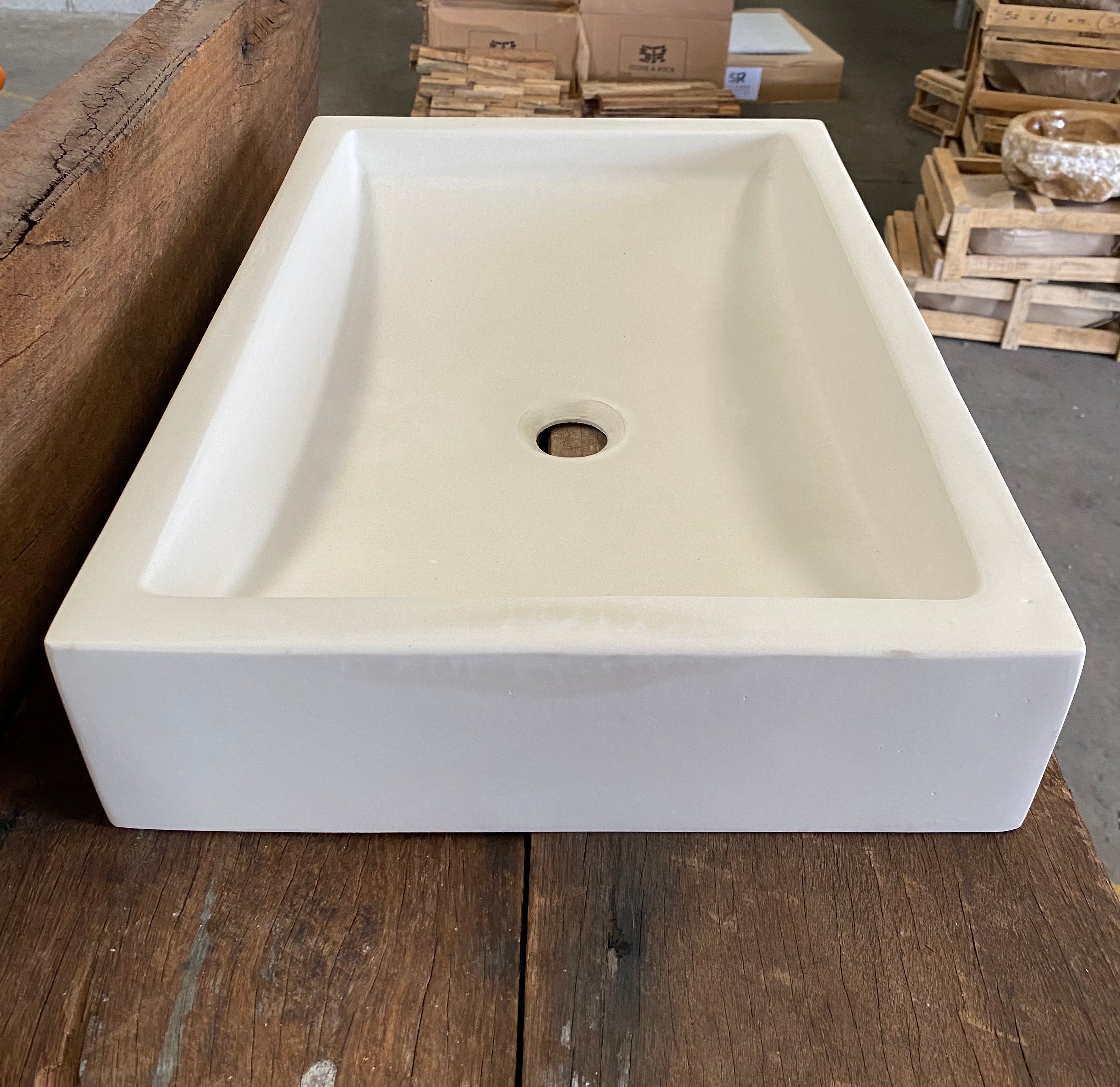 Rectangular Concrete Bathroom Vanity Wash Basin EF33 Stone and Rock