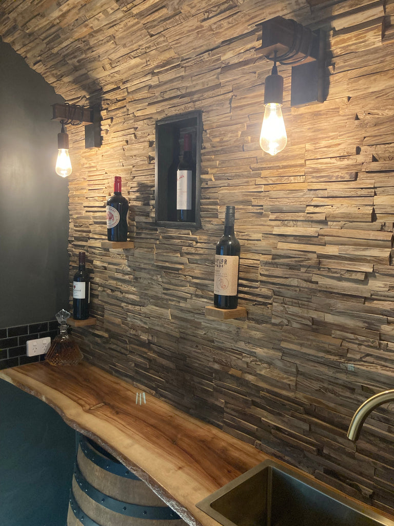 Natural Wooden Ledgestone Feature Wall Cladding Panels – Stone and Rock